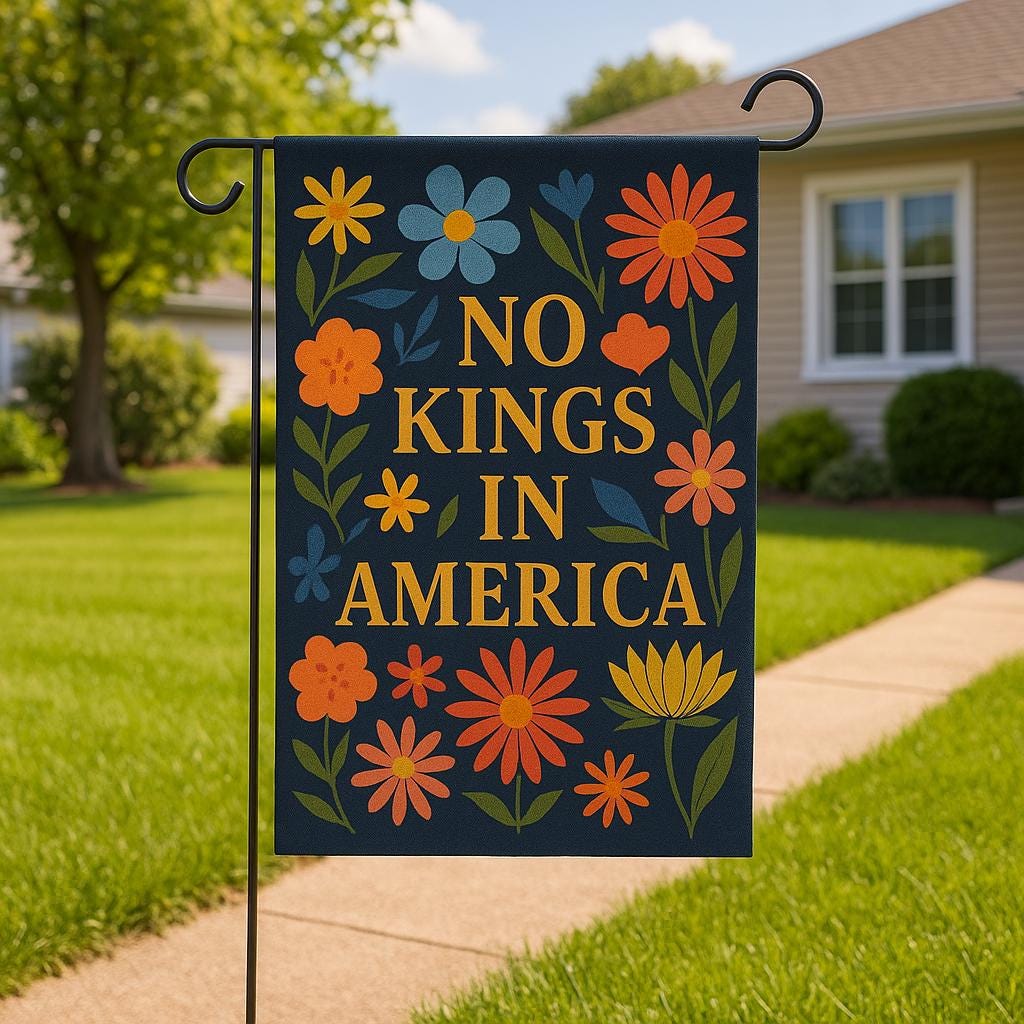 No Kings in America Garden Flag, Patriotic Yard Decor, Anti Monarchy Flag, Floral Outdoor Banner, Independence Day Sign