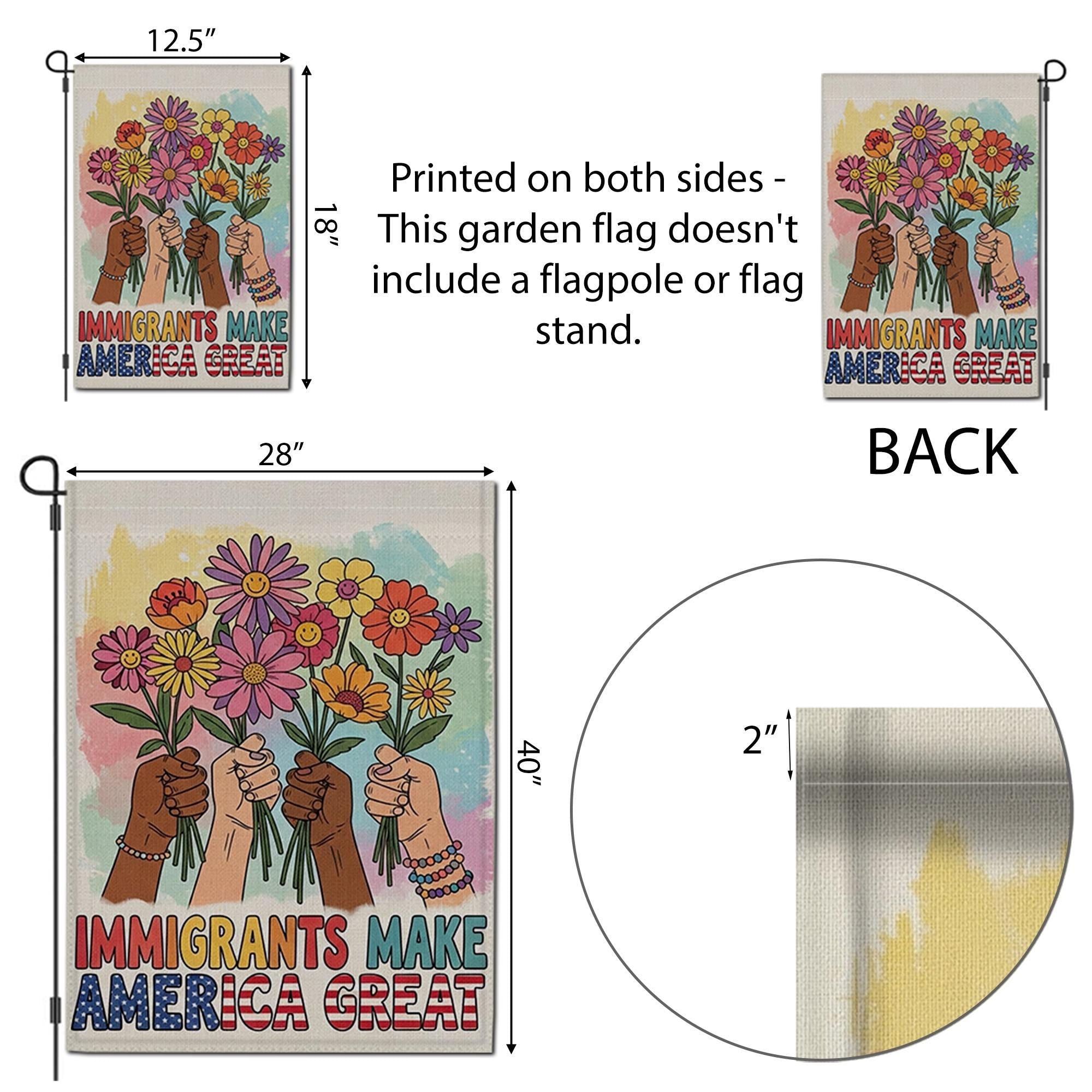 Immigrants Make America Great Garden Flag, Anti Racist Yard Decor, Diversity Inclusion Banner, Protest Pride Outdoor Sign