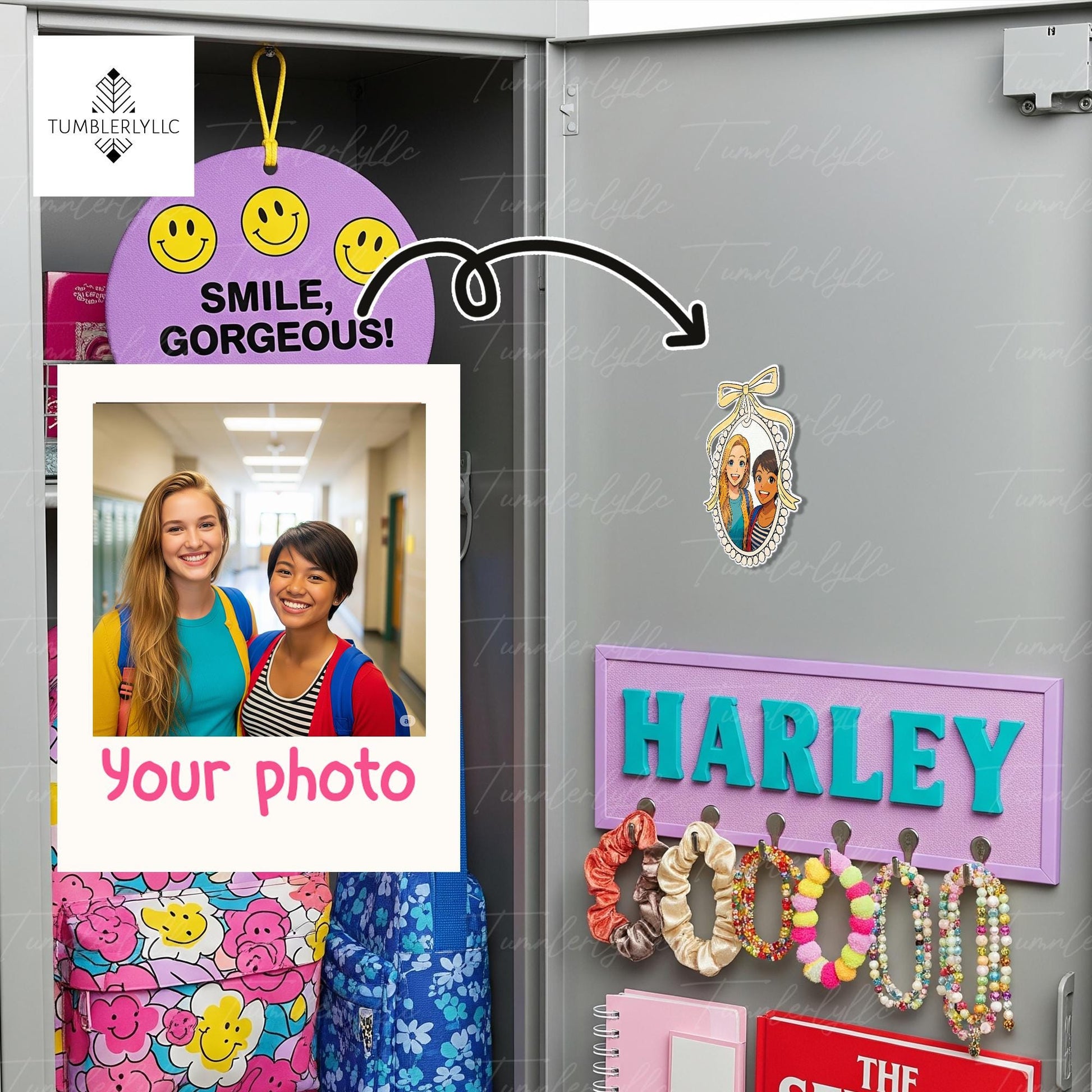 Custom School Locker Magnet with Your Photo, Personalized Back to School Gift, Cute Student Magnet for Teens and Friends, bestie Gift Idea