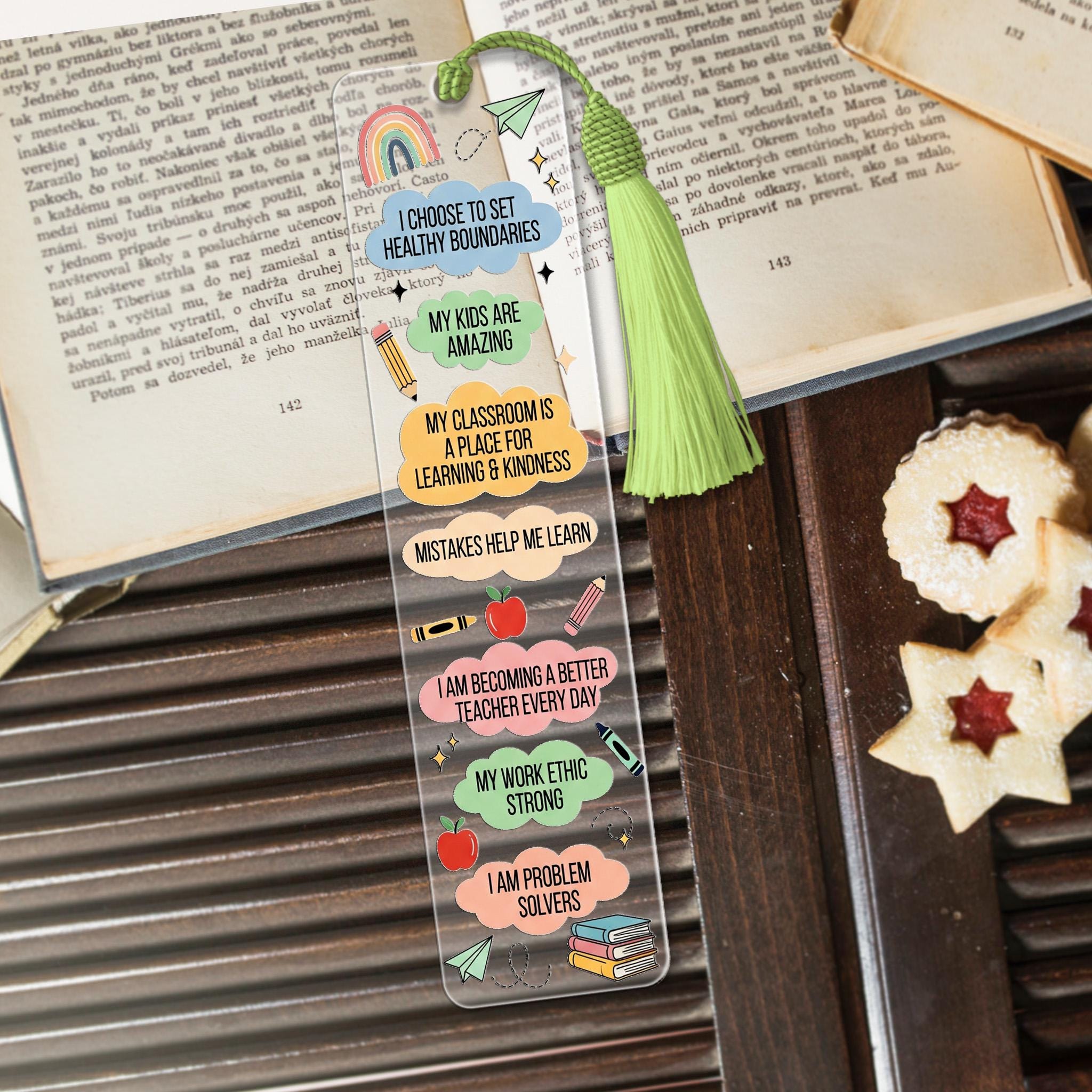 Teacher Affirmation Bookmark – Positive Quotes for Educators – Colorful Tassel Bookmark Gift for Teachers, Classroom, or Students