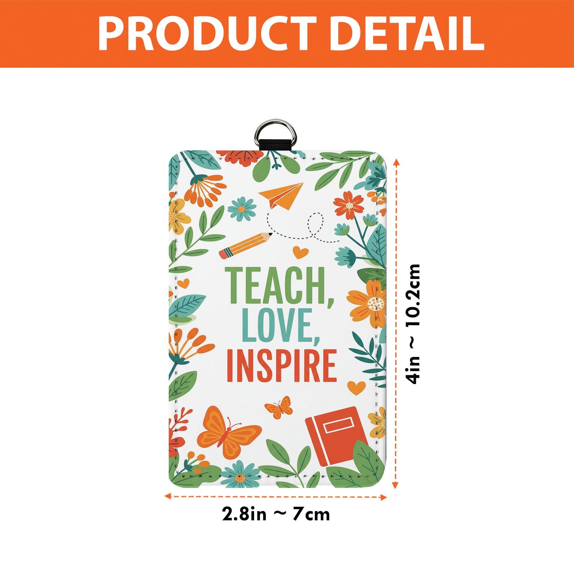 Teach Love Inspire Badge Holder – Floral Leather Teacher ID Holder with Lanyard – Cute Back to School Gift for Educators & Staff