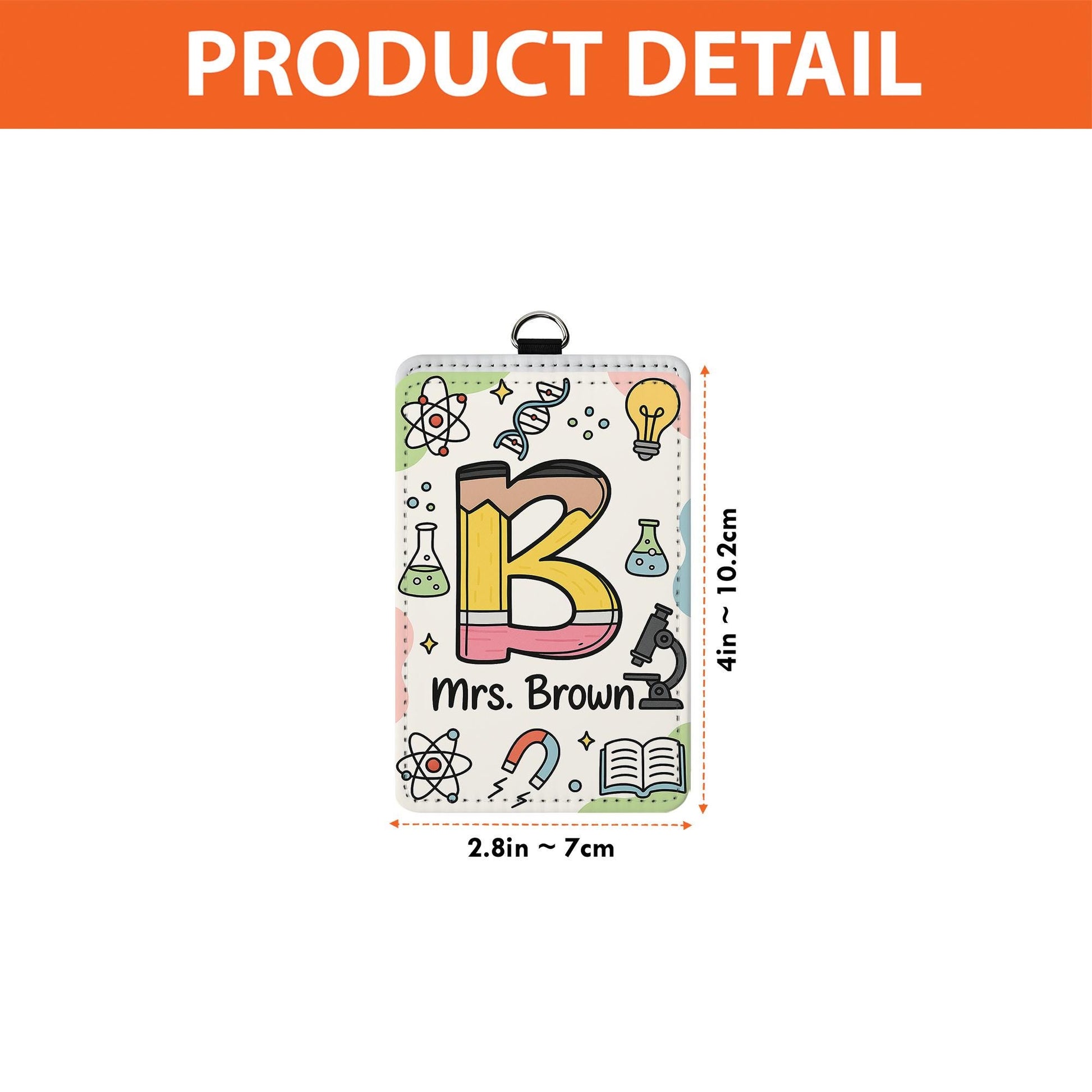 Custom Teacher ID Badge Holder, Personalized Science Theme Lanyard Tag, Back to School Gift for teacher, Cute Teacher Accessory