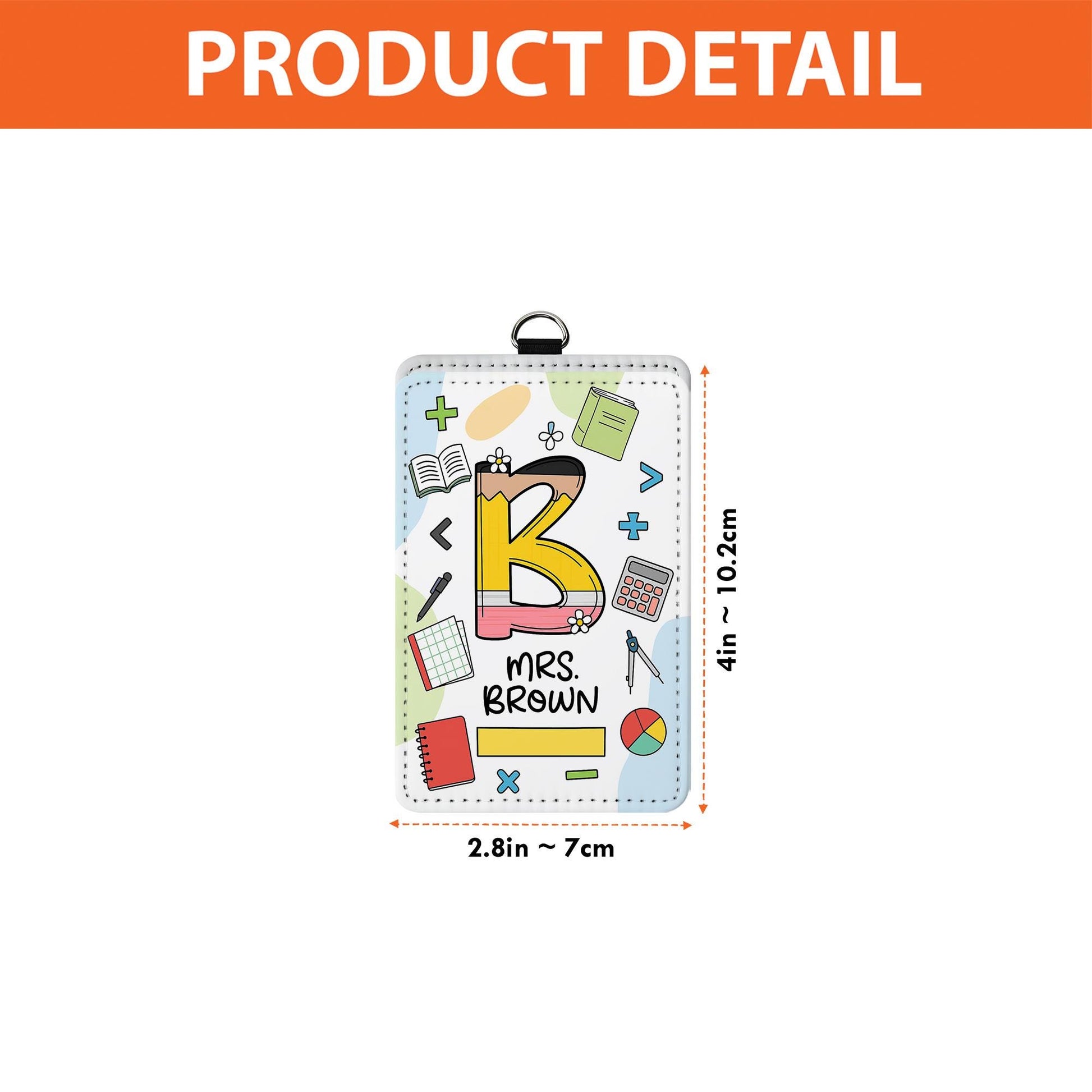 Custom Teacher ID Badge Holder, Personalized Math Theme Name Tag, Back to School Lanyard Gift for Mrs. Brown, Classroom Accessory