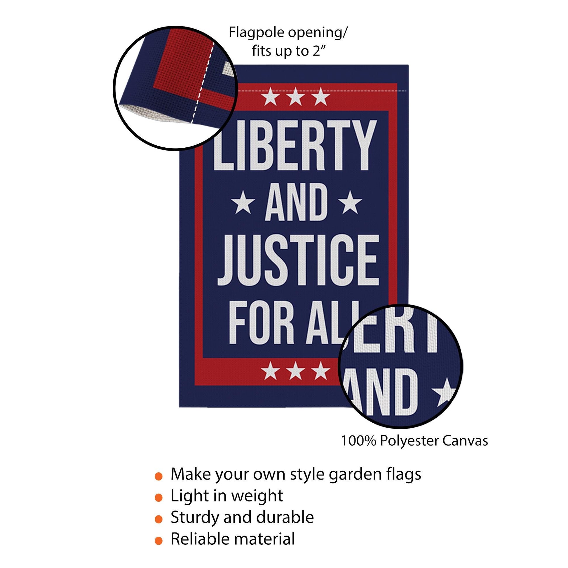 Liberty and Justice Garden Flag, Patriotic Outdoor Decor, Fourth of July Yard Banner, USA Pride Lawn Flag, Americana Decoration