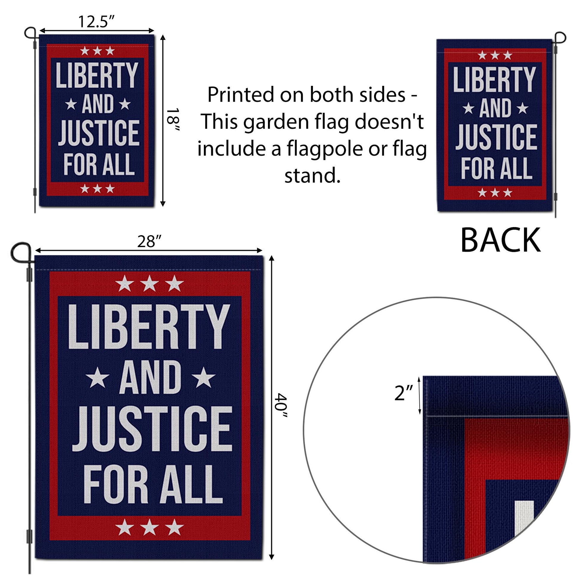 Liberty and Justice Garden Flag, Patriotic Outdoor Decor, Fourth of July Yard Banner, USA Pride Lawn Flag, Americana Decoration