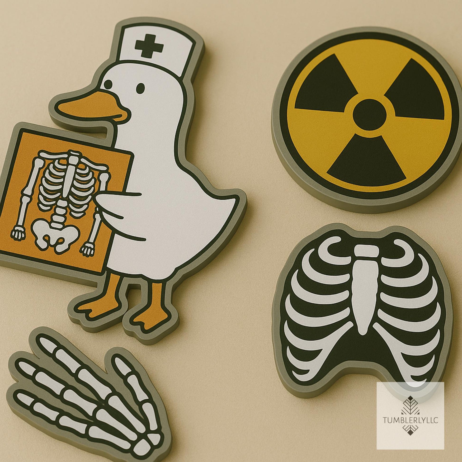 Custom Funny Radiology Shoe Charms, Acrylic sandal Accessories Set, Skeleton X-Ray Silly goose Nurse Gift, Medical Badge Reel Decor