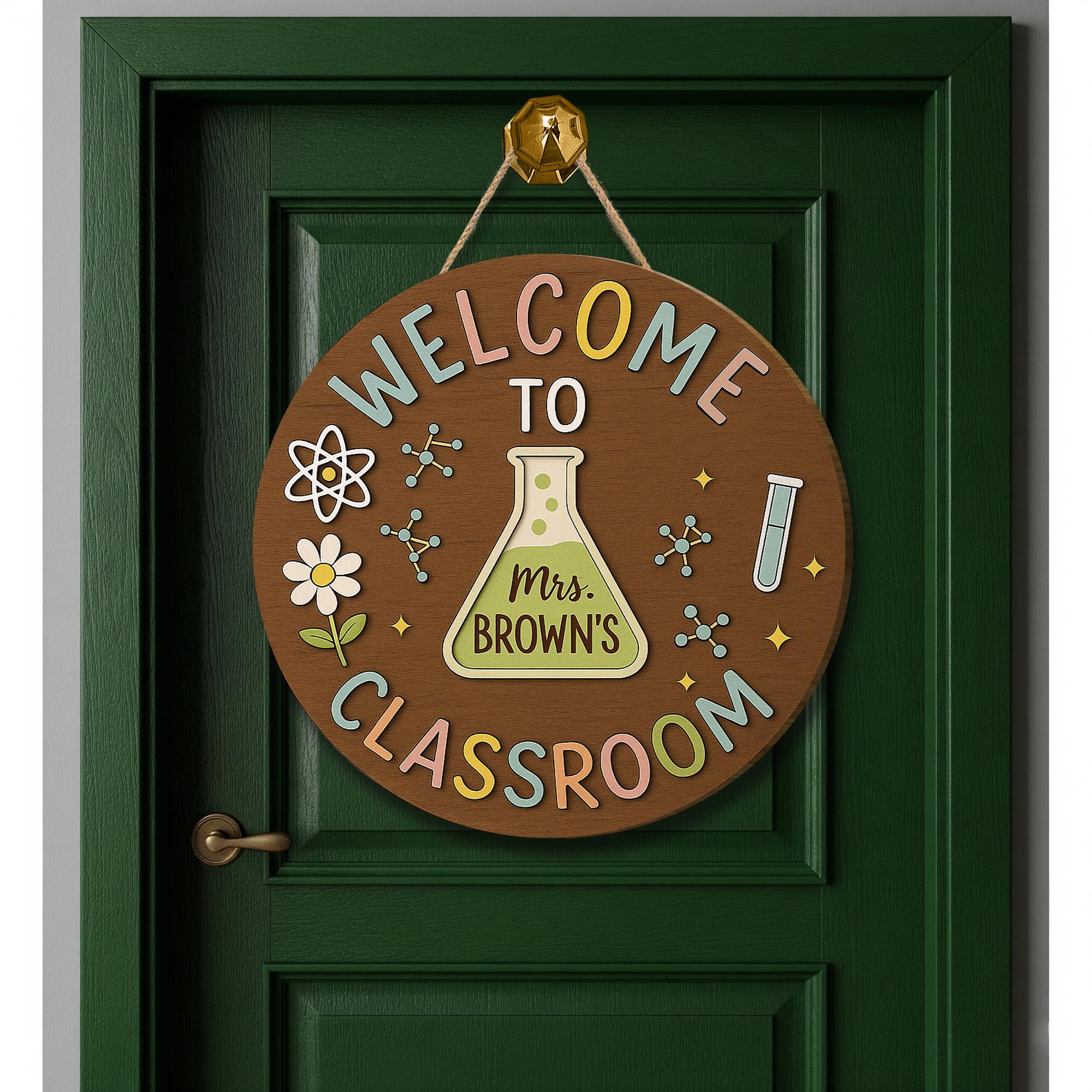Custom Science Classroom Door Hanger, Personalized Back to School Sign for Teachers, STEM Lab Decor, Welcome Sign
