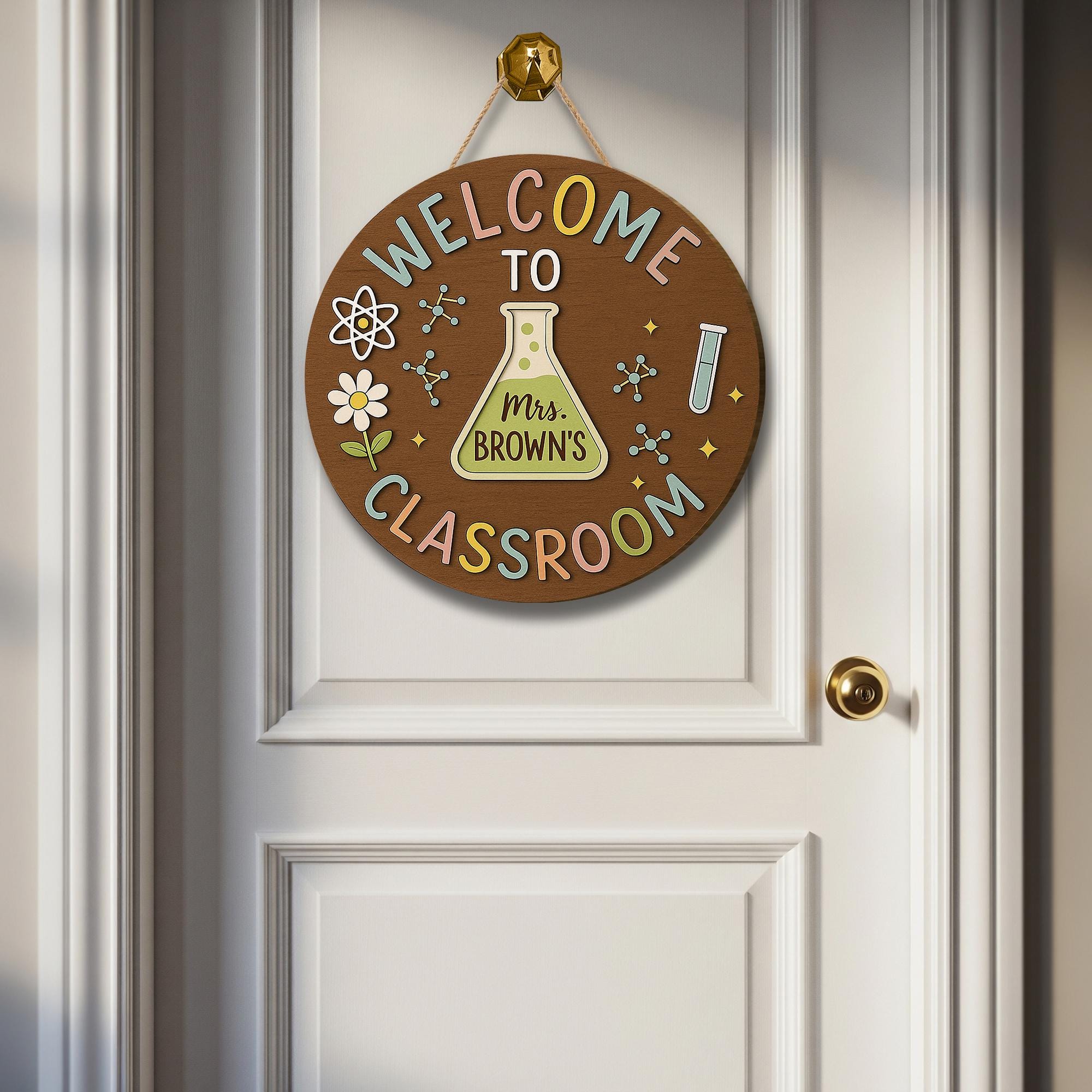Custom Science Classroom Door Hanger, Personalized Back to School Sign for Teachers, STEM Lab Decor, Welcome Sign