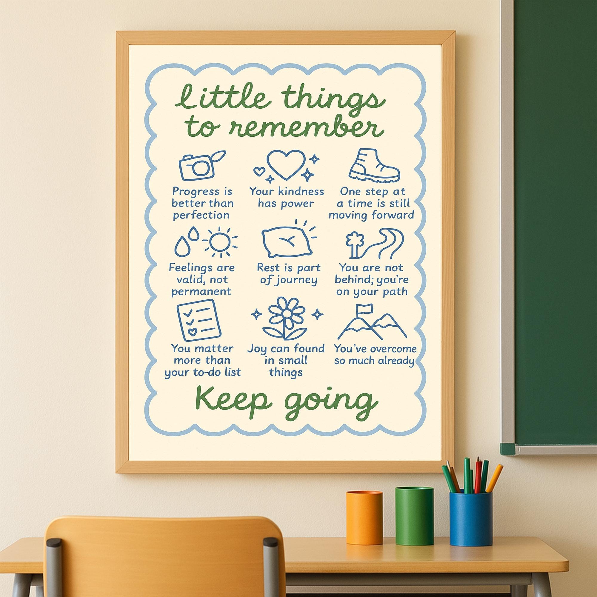 Little Things to Remember Unframed Poster/Canvas, Mental Health Decor Gift, School Counselor Wall Art, Inspirational Self-Care Print