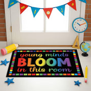 Young Minds Bloom Rug, Classroom Welcome Mat, Rainbow Teacher Doormat, Preschool Room Decor, Colorful Entry Rug for Teachers