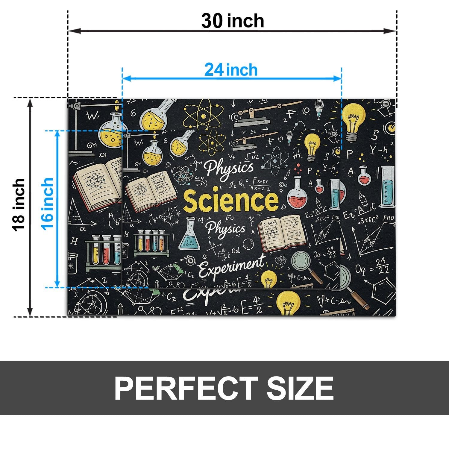 Science Classroom Rug, Physics Doormat for Teachers, STEM Lab Decor, Experiment Theme Mat, Back to School Science Gift