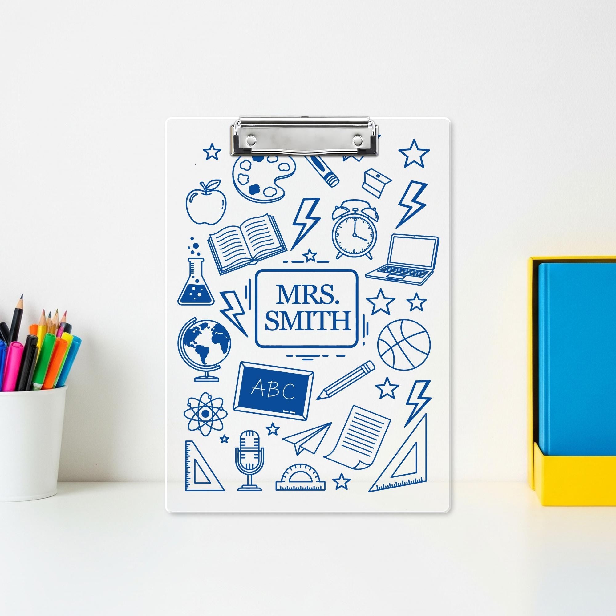 Personalized Teacher Gifts, Custom Acrylic Clipboard With Teacher Name, Elements Teacher Clipboard, Back To School Teacher Appreciation Gift