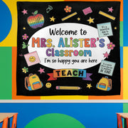 Personalized Classroom Tapestry, Welcome Banner for Classroom, Teacher Wall Decor, Back to School Sign, Rainbow Theme