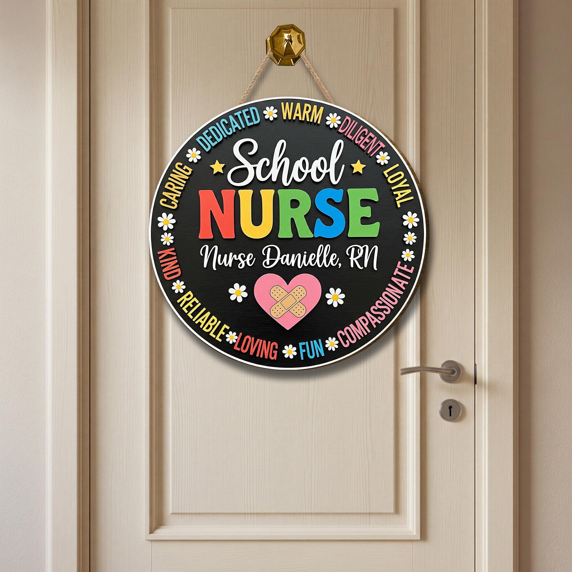 School Nurse 3D Door Sign, Personalized Nurse Wooden Sign, Colorful RN Office Decor, Nurse Appreciation Gift, Custom Plaque