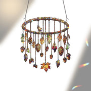 Autumn Leaves & Pinecones Holographic Window Hanging – Fall Acorn Sun Catcher Decor, Boho Forest Mobile Gift for Nature Lovers