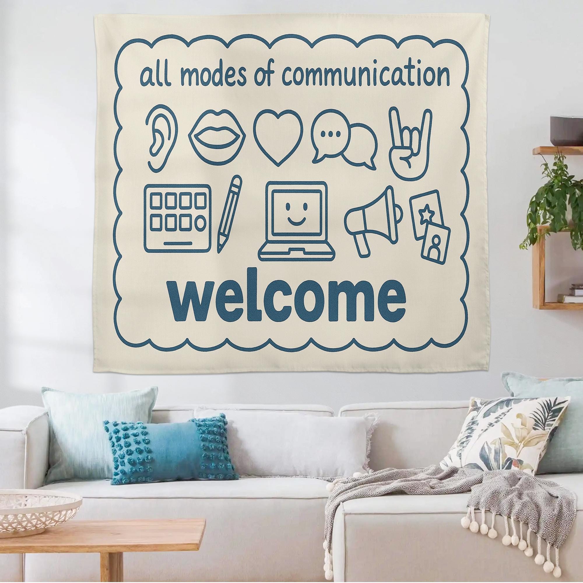 Speech Therapist Tapestry, All Modes of Communication Welcome Banner, SLP Classroom Decor, Back to School Gift for Therapists