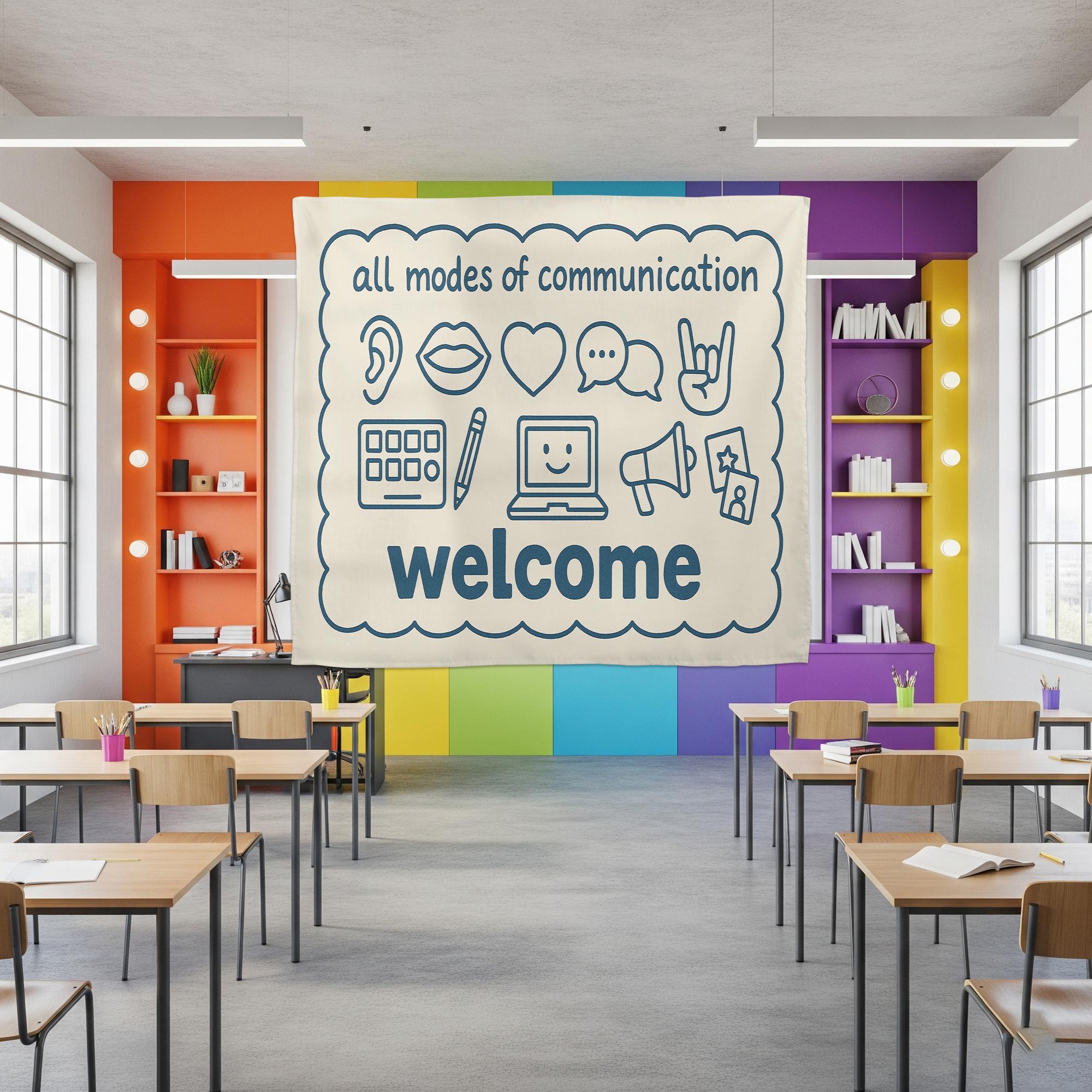 Speech Therapist Tapestry, All Modes of Communication Welcome Banner, SLP Classroom Decor, Back to School Gift for Therapists