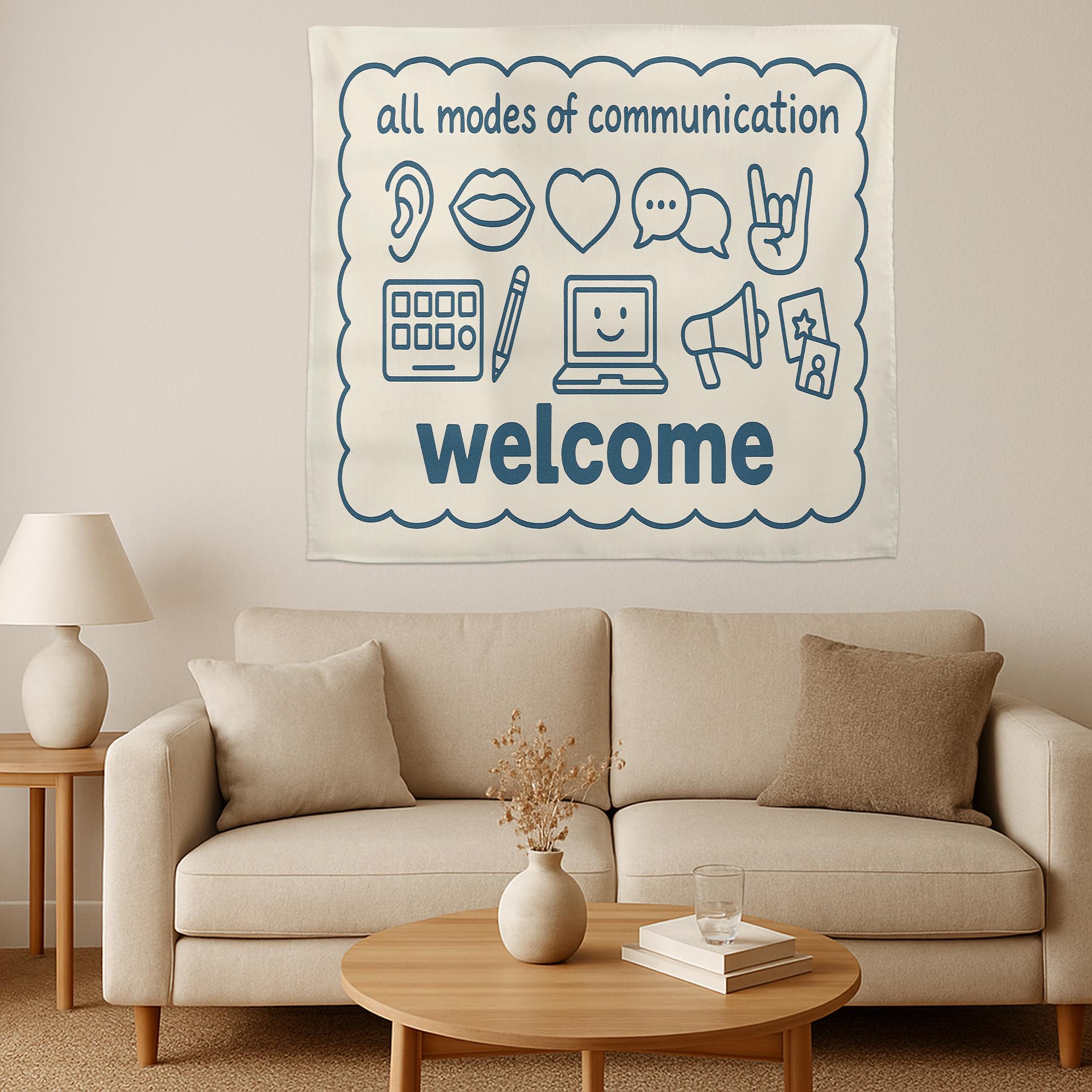 Speech Therapist Tapestry, All Modes of Communication Welcome Banner, SLP Classroom Decor, Back to School Gift for Therapists