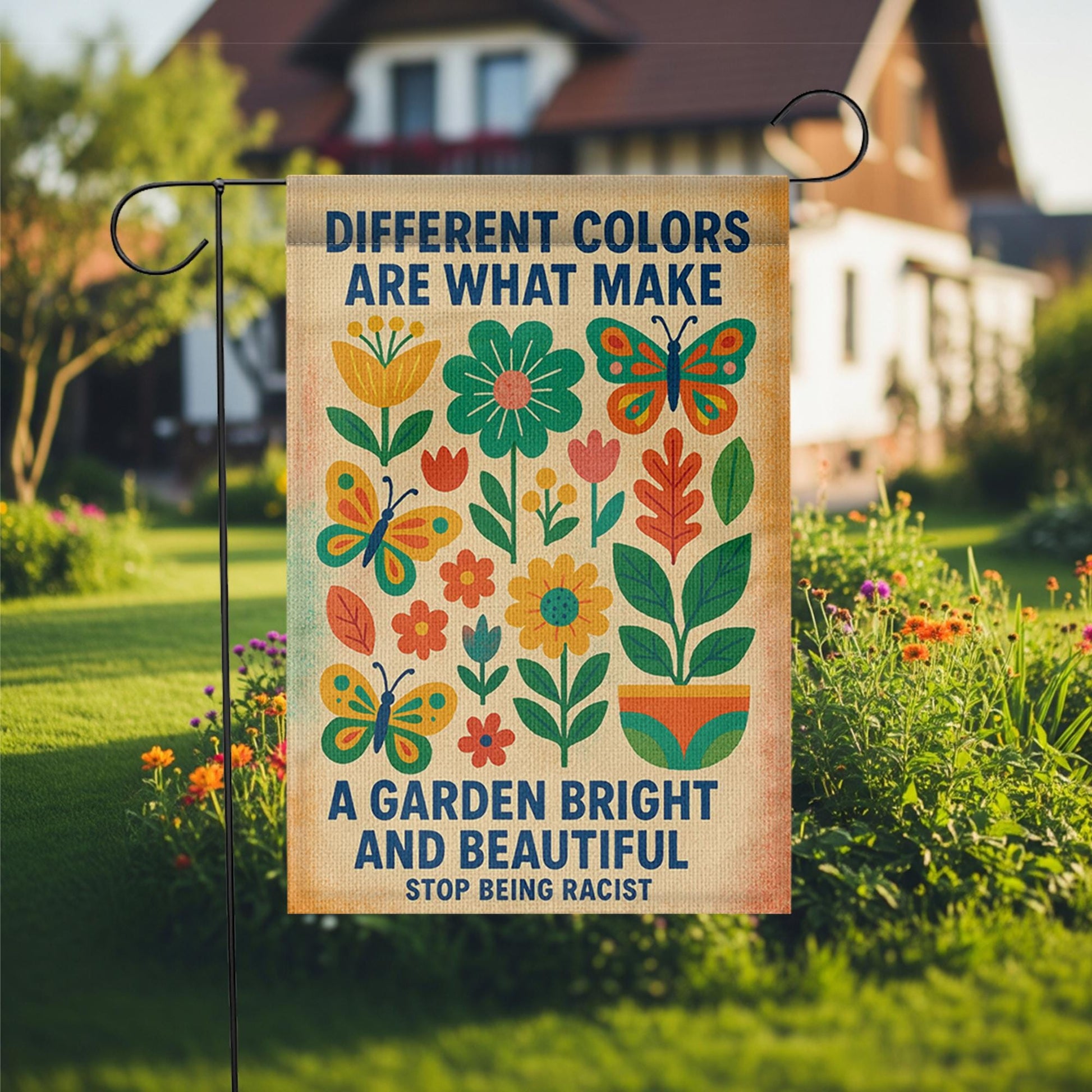Diversity Garden Flag, Anti-Racism Yard Decor, Immigrant Pro Equality Flag, Colorful Outdoor Banner, Inclusion Garden Sign