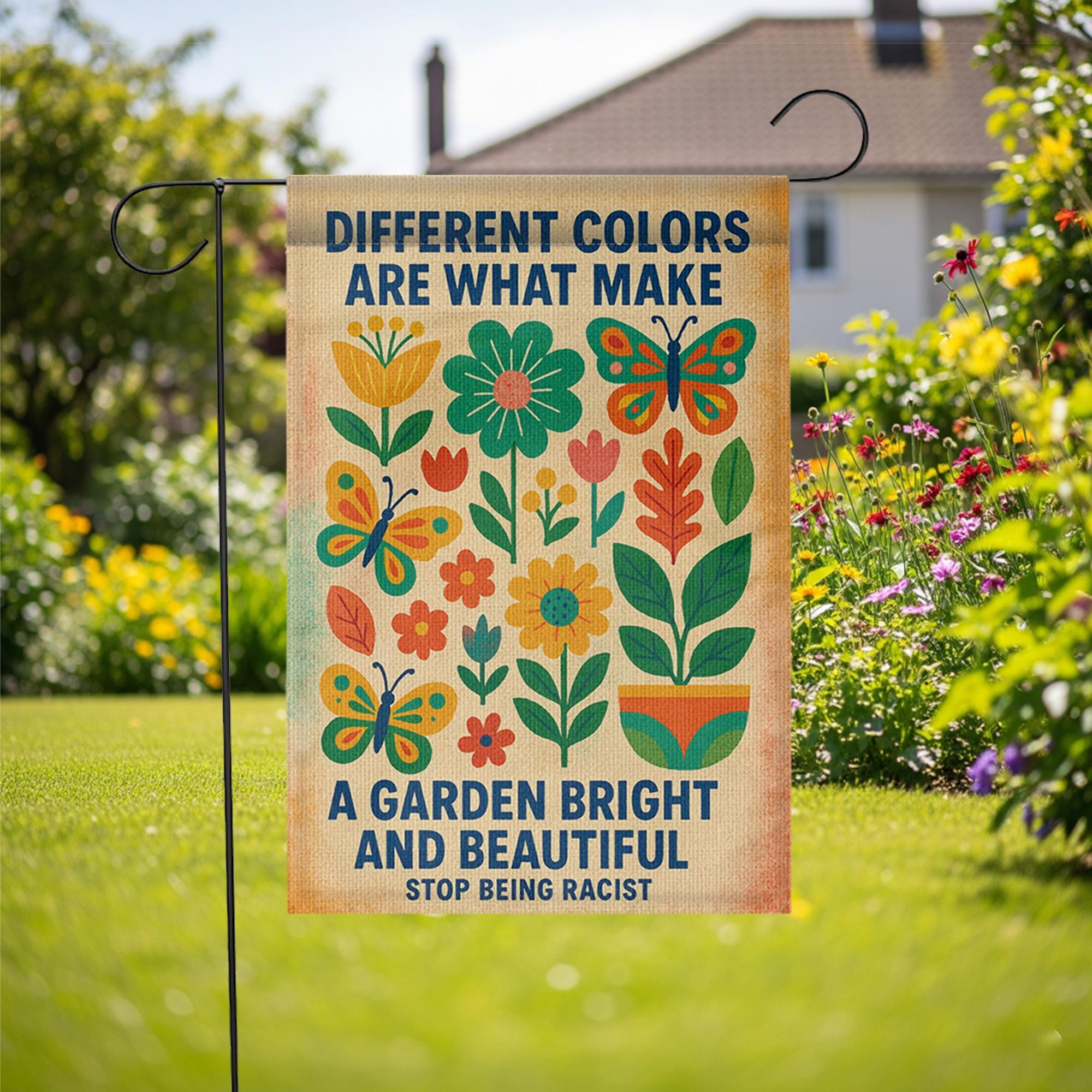 Diversity Garden Flag, Anti-Racism Yard Decor, Immigrant Pro Equality Flag, Colorful Outdoor Banner, Inclusion Garden Sign