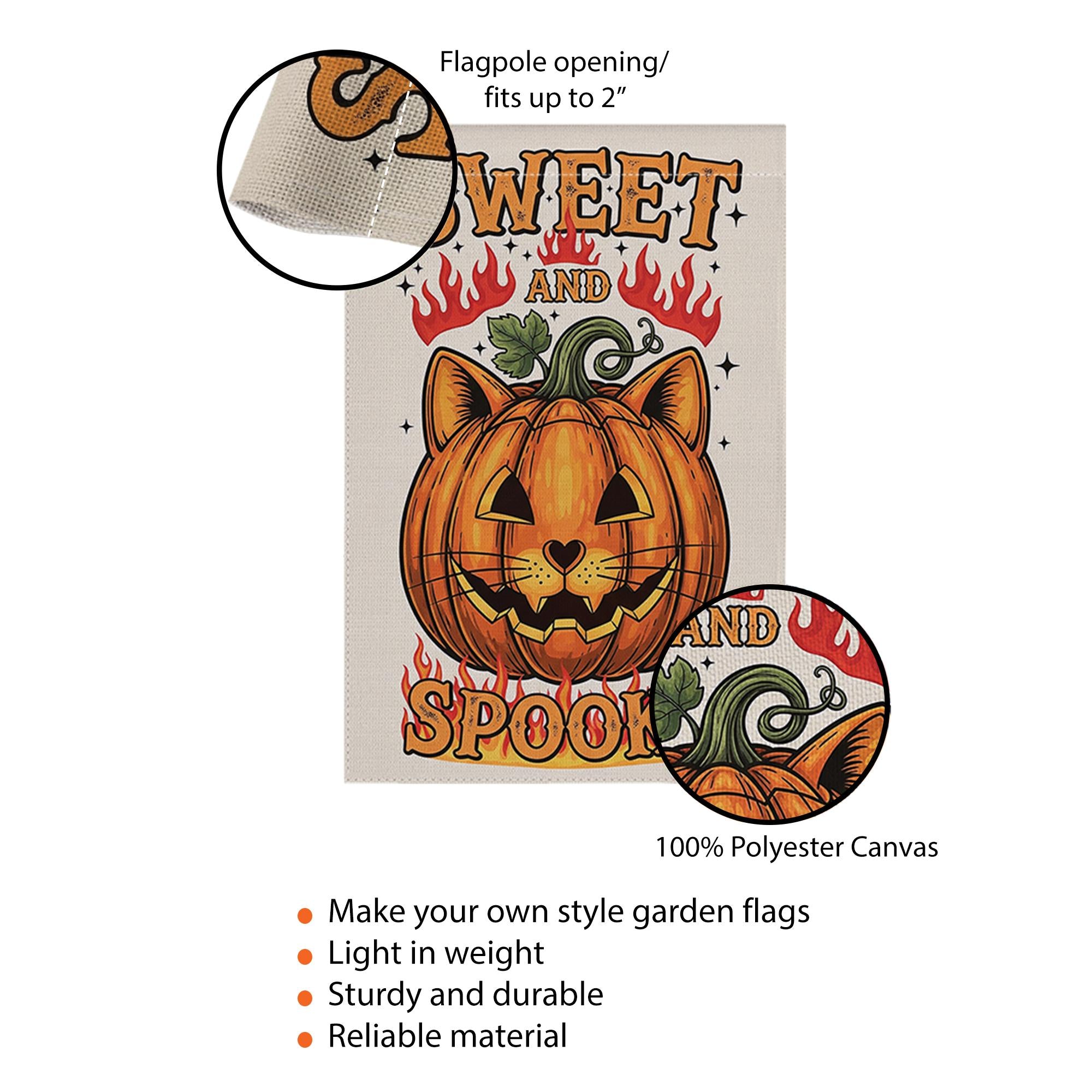 Sweet and Spooky Garden Flag, Halloween Cat Pumpkin Yard Decor, Cute Spooky Fall Outdoor Flag, Trick or Treat Sign
