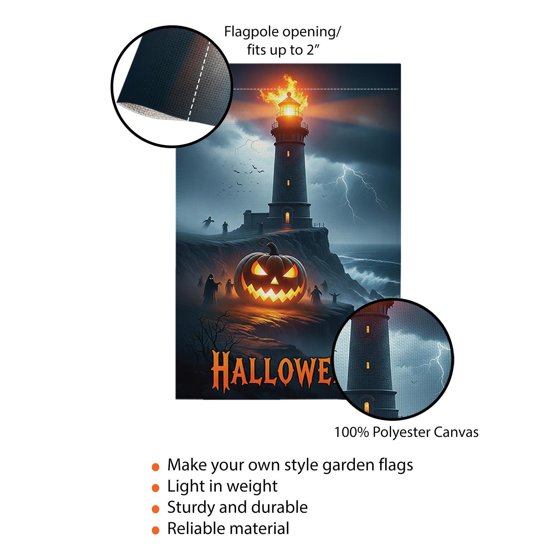 Halloween Lighthouse Garden Flag, Spooky Coastal Decor, Jack O Lantern Yard Flag, Haunted Sea Halloween Outdoor Sign