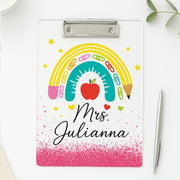 Custom Teacher Clipboard, Teacher Rainbow Clipboard, Back to School Gift, Glitter Classroom Supplies, Cute Teacher Accessory