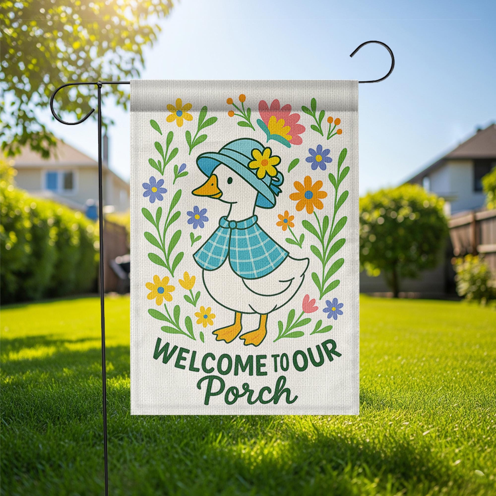 Silly Goose Porch Flag, Welcome to Our Porch Garden Flag, Cute Duck Outdoor Decor, Funny Farmhouse Yard Banner, porch goose mom gift