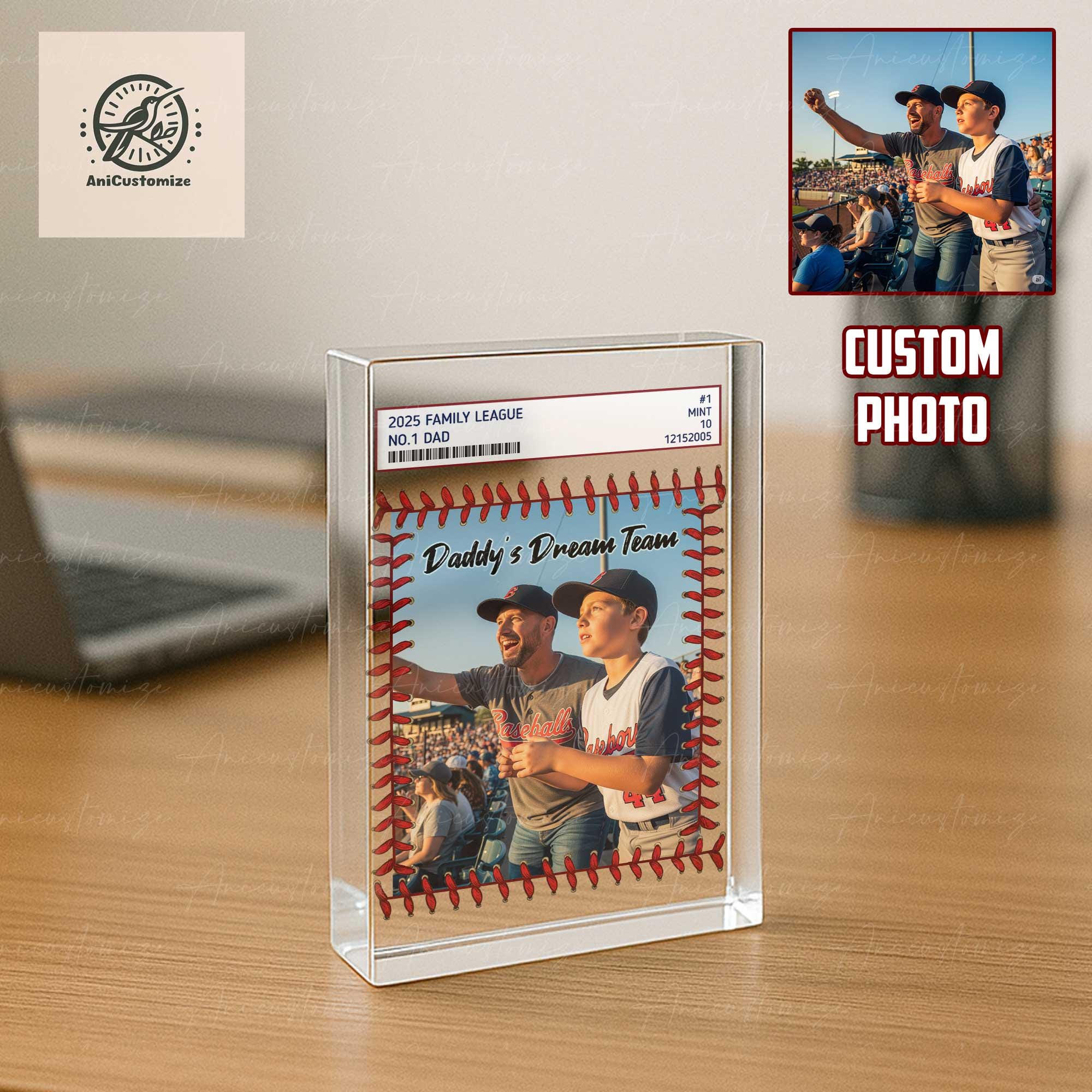 Baseball Dad Acrylic Plaque, Father's Day Gift, Custom Baseball Card, Daddy's Dream Team, Sports Fan Gift, Personalized Keepsake