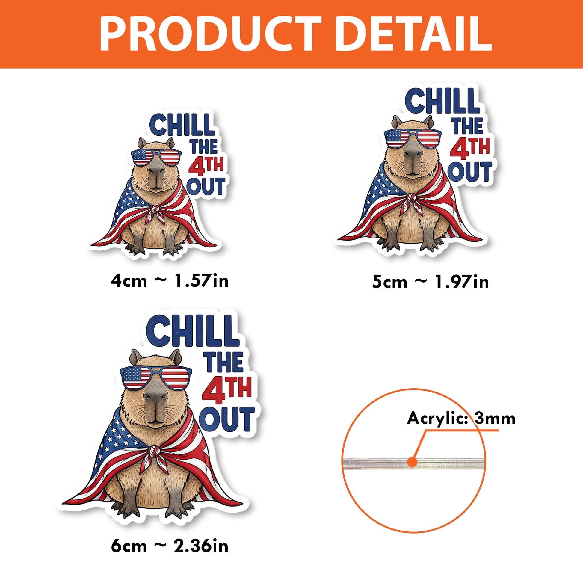 Funny Capybara Badge Reel, 4th of July ID Holder, Patriotic Nurse Badge Clip, Chill The 4th Out, USA Animal Badge Reel Gift,Funny Patriotic