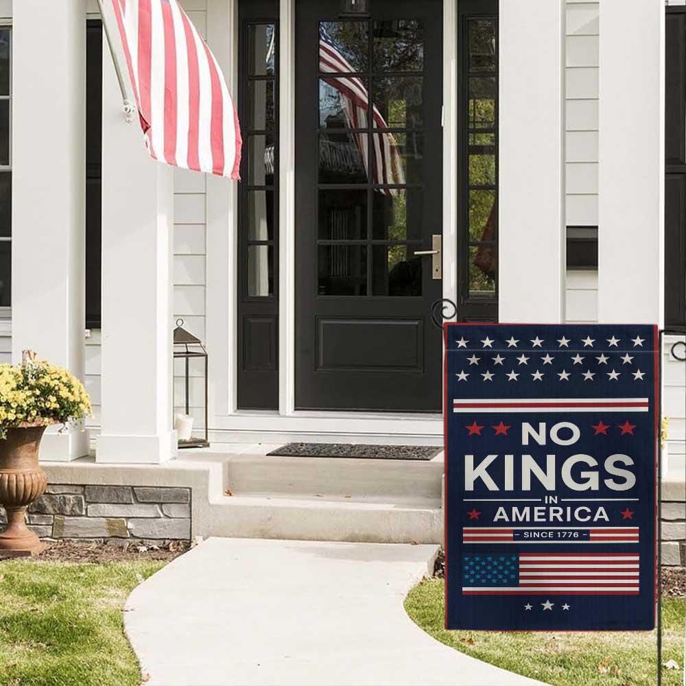 No Kings in America Garden Flag – Patriotic 4th of July Yard Decor, Funny Independence Day Outdoor Banner, Since 1776 USA Flag