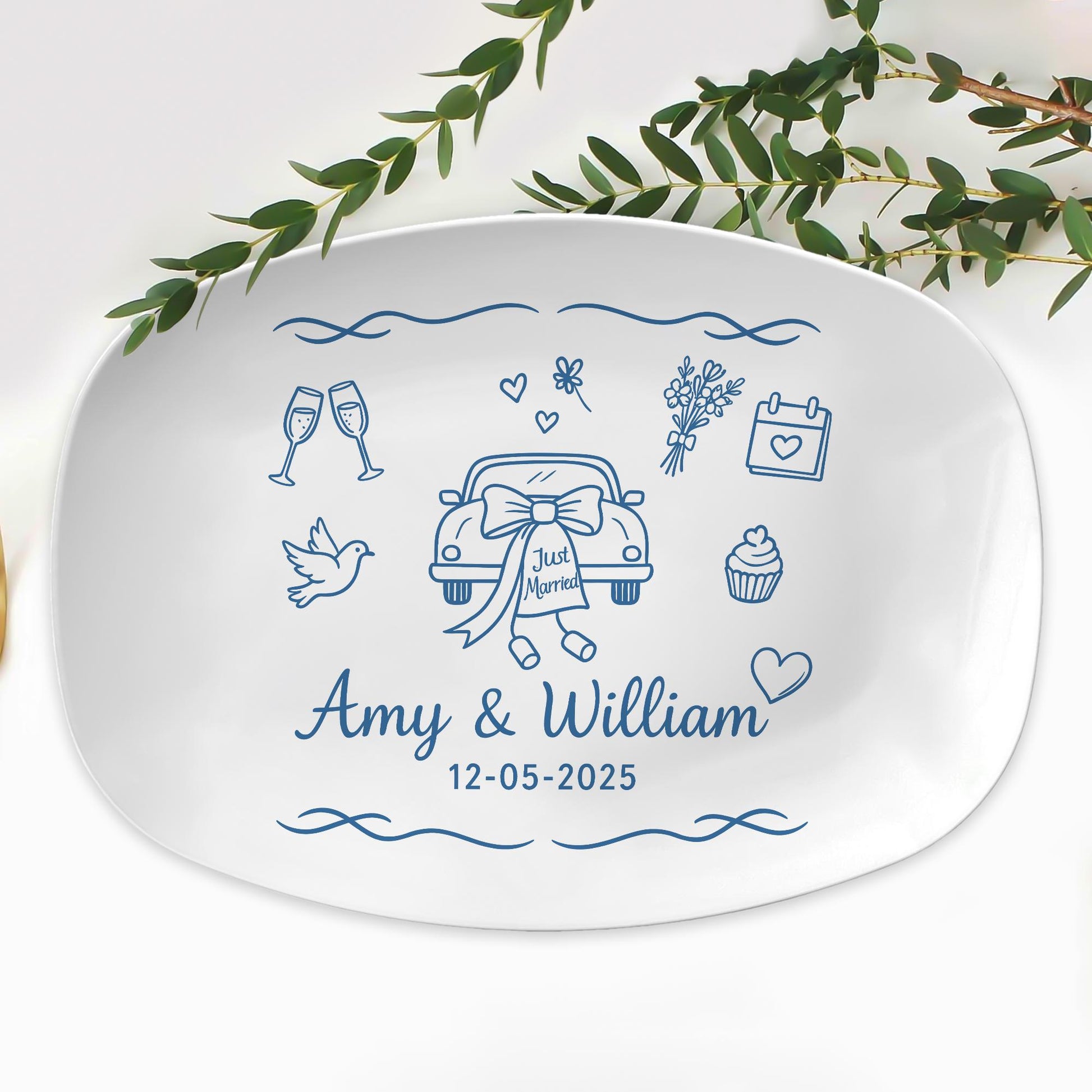 Custom Wedding Platter, Personalized Just Married Plate with Names & Date, Engagement Gift, Bridal Shower Keepsake, Newlywed DECOR ONLY