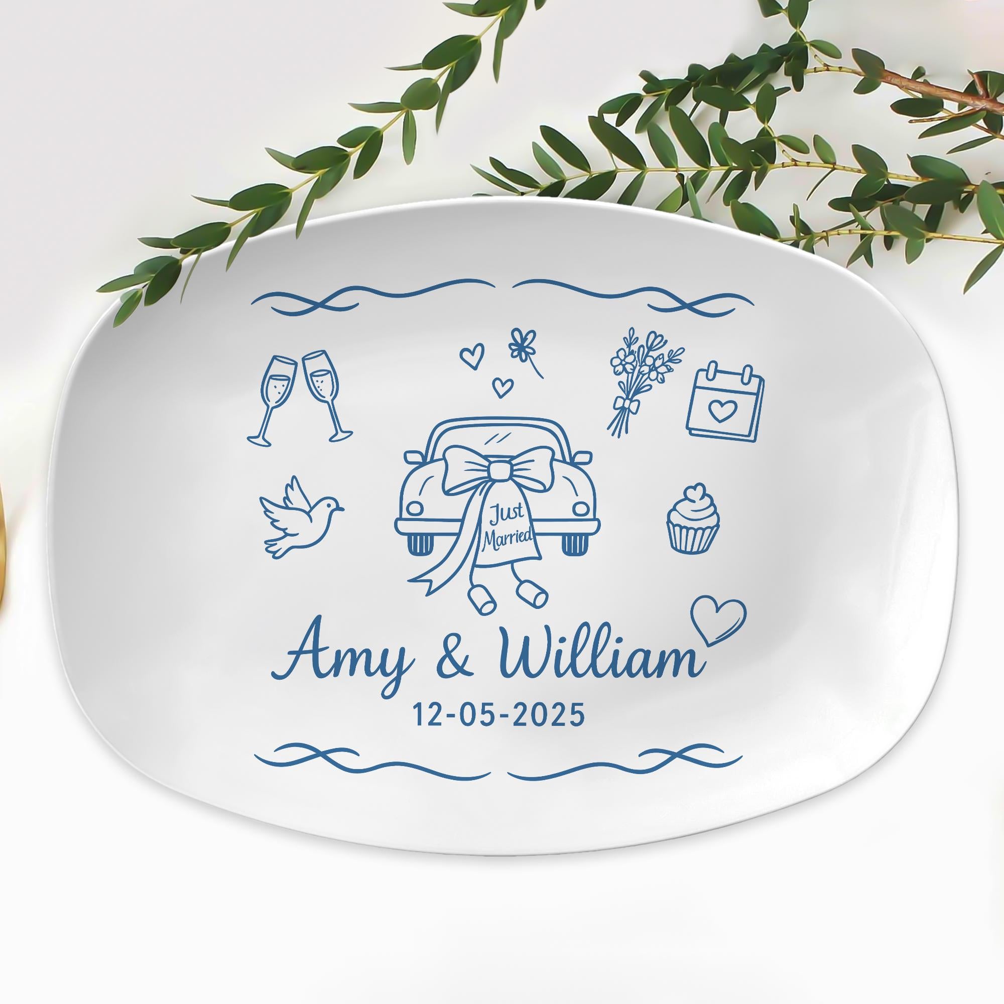 Custom Wedding Platter, Personalized Just Married Plate with Names & Date, Engagement Gift, Bridal Shower Keepsake, Newlywed DECOR ONLY