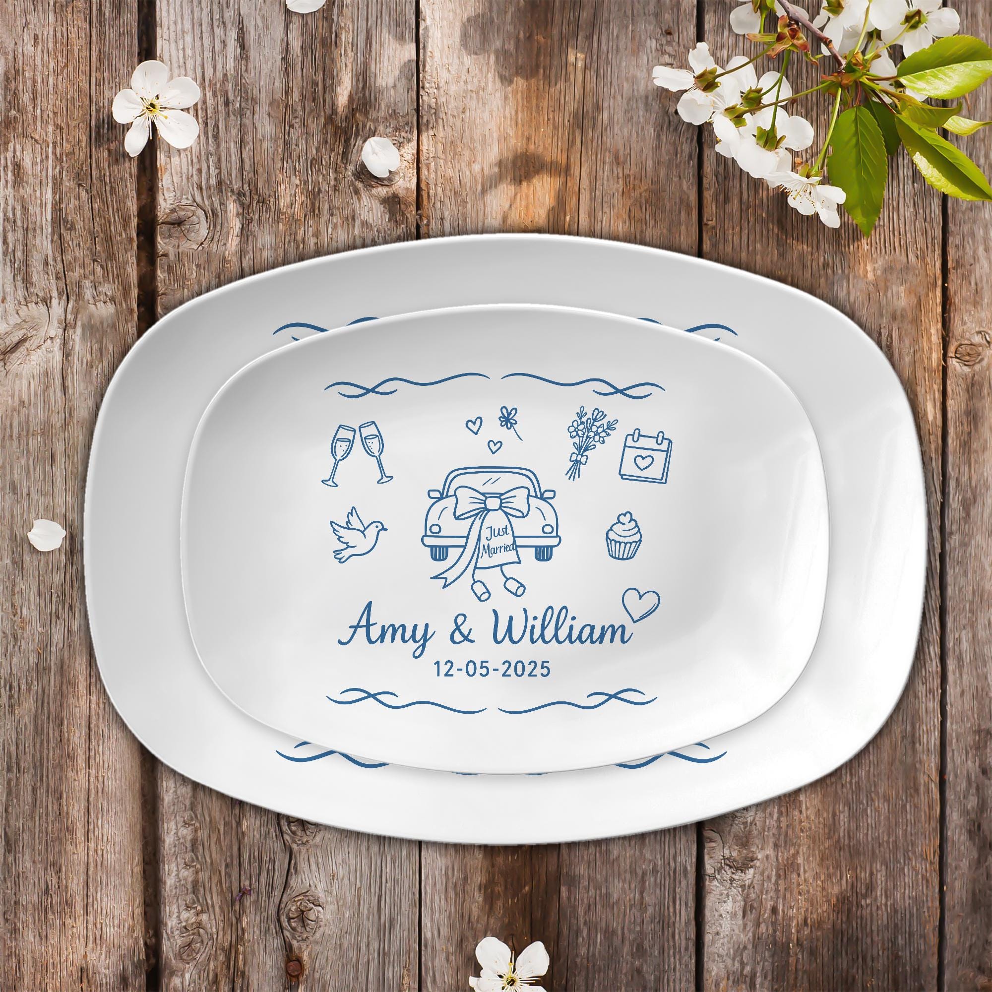 Custom Wedding Platter, Personalized Just Married Plate with Names & Date, Engagement Gift, Bridal Shower Keepsake, Newlywed DECOR ONLY