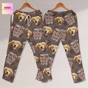 Best Dog Dad Ever Pajama Pants – Custom Dog Face Lounge Pants for Him, Funny Pet Lover Gift, Personalized Unisex Sleepwear for Dog Dads