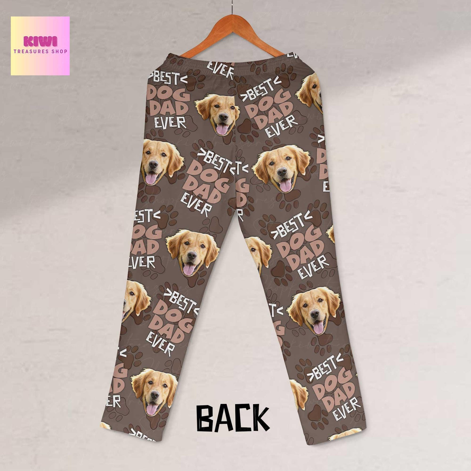 Best Dog Dad Ever Pajama Pants – Custom Dog Face Lounge Pants for Him, Funny Pet Lover Gift, Personalized Unisex Sleepwear for Dog Dads