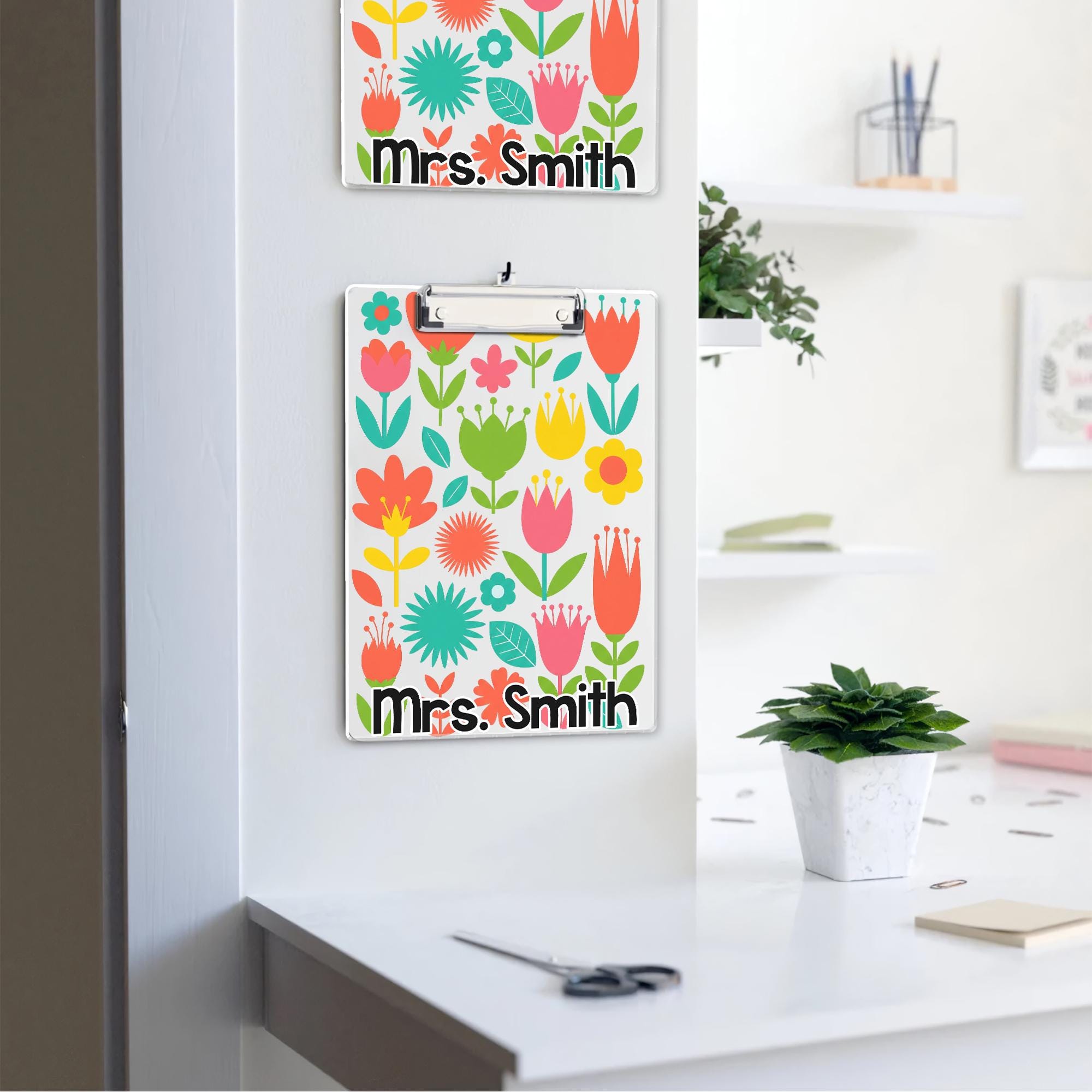 Personalized Teacher Appreciation Gift, Custom Boho Floral Teacher Clipboard, End Of Year Gift, Back To School Teacher School Supplies