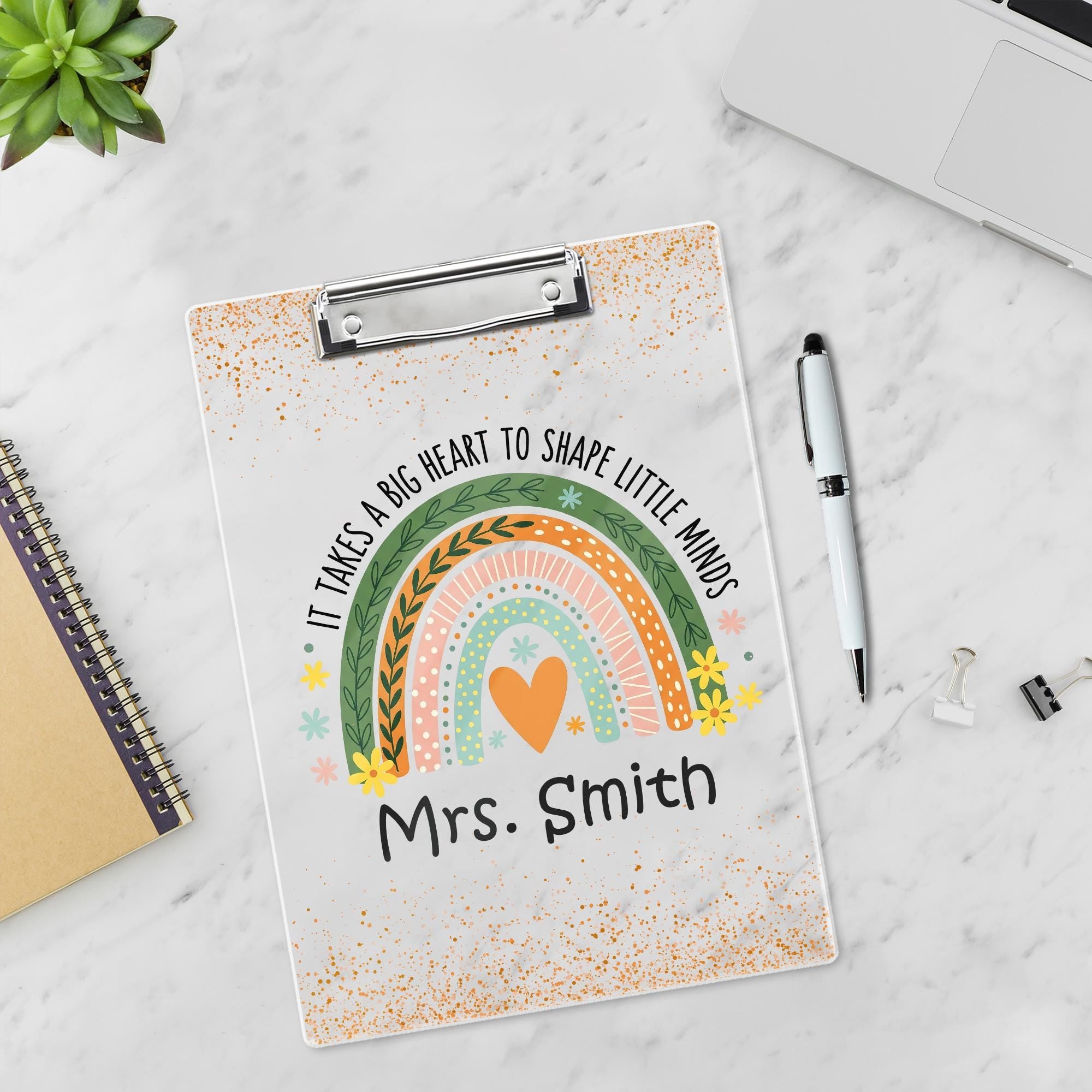 Personalized Teacher Appreciation Gifts, Custom Rainbow Teacher Clipboard, Teacher Name Clipboard, Back To School, End Of Year School Gifts
