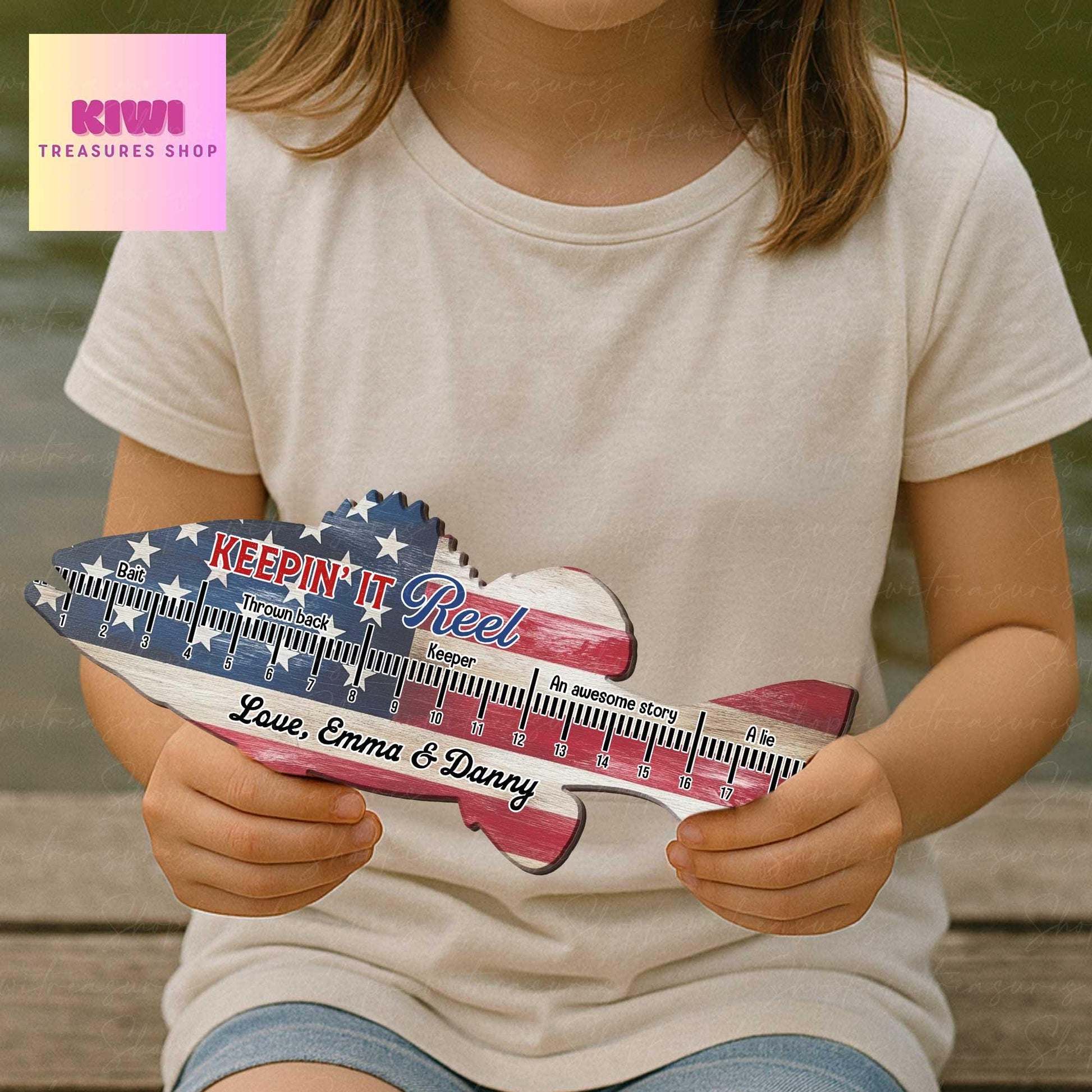 Personalized Fish Keep it Reel Ruler – Funny Fishing Gift for Dad Grandpa – 4th of July Fisherman Decor – Custom Kids Gift for Fishermen