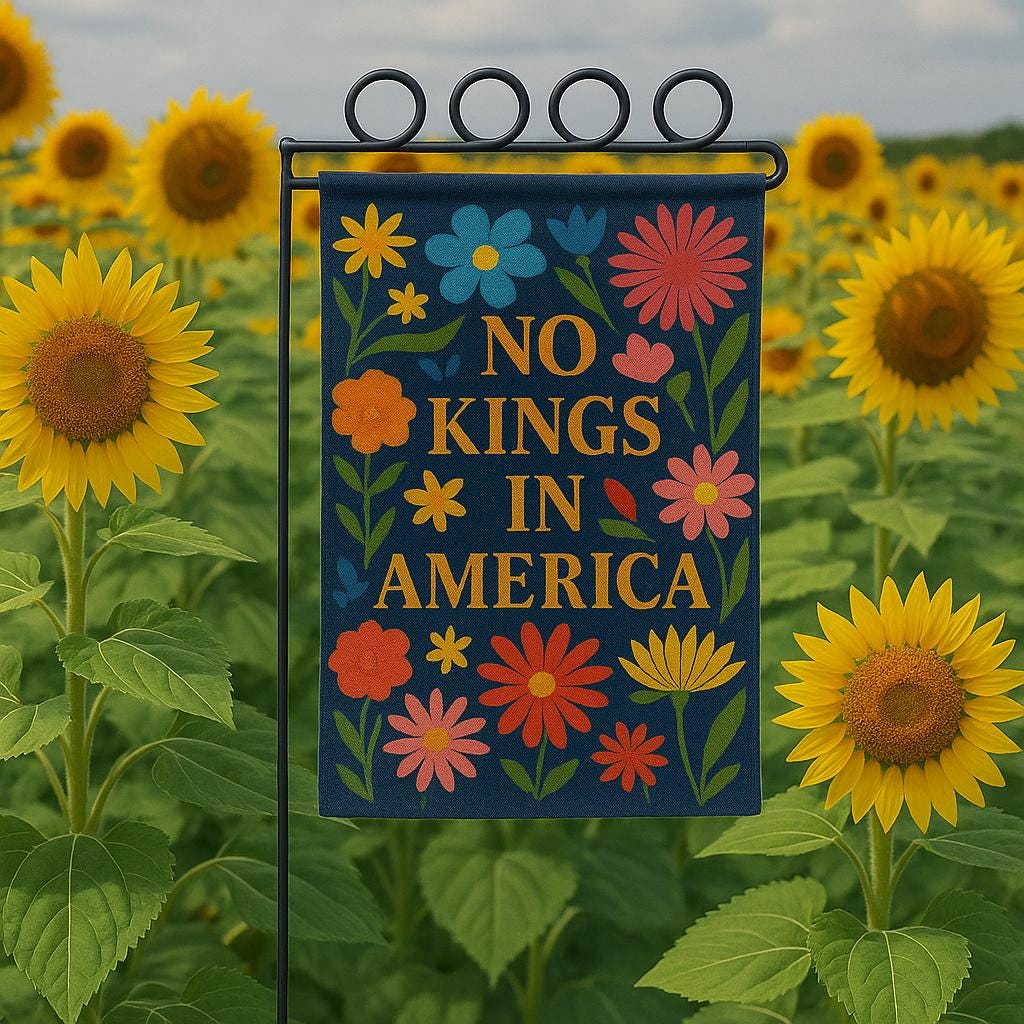 No Kings in America Garden Flag, Funny Patriotic 4th of July Yard Decor, Anti-Monarchy Independence Day Outdoor Banner