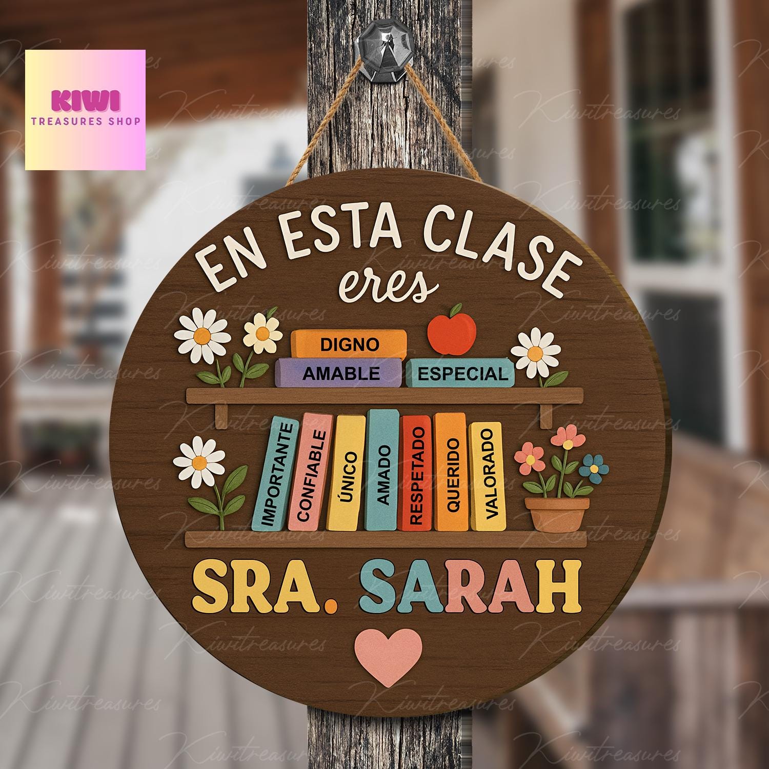 Custom Classroom Door Hanger, Back to School Sign, En Esta Clase Eres, Personalized Wooden Maestra Bilingue Signs, Bilingual Teacher Gift