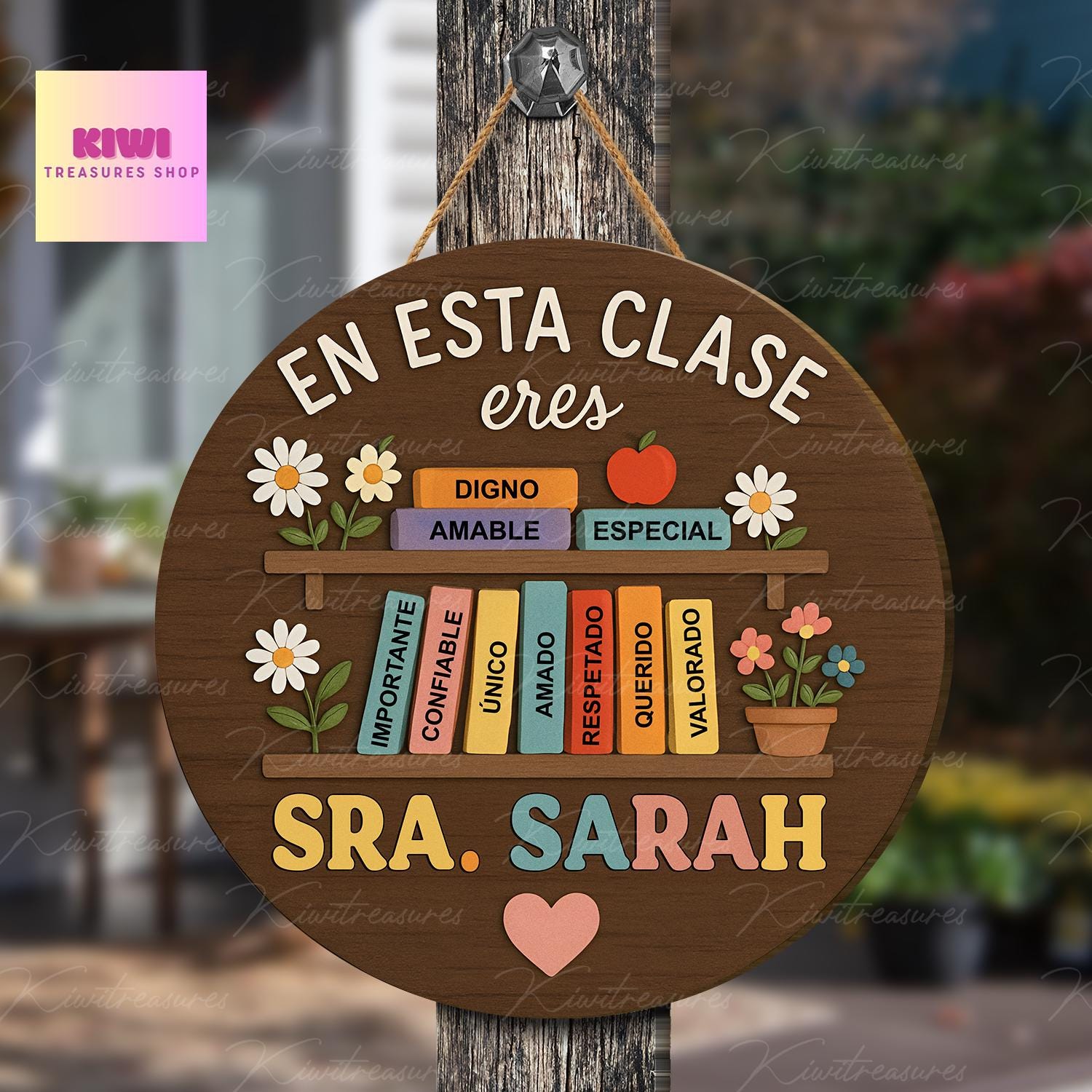 Custom Classroom Door Hanger, Back to School Sign, En Esta Clase Eres, Personalized Wooden Maestra Bilingue Signs, Bilingual Teacher Gift