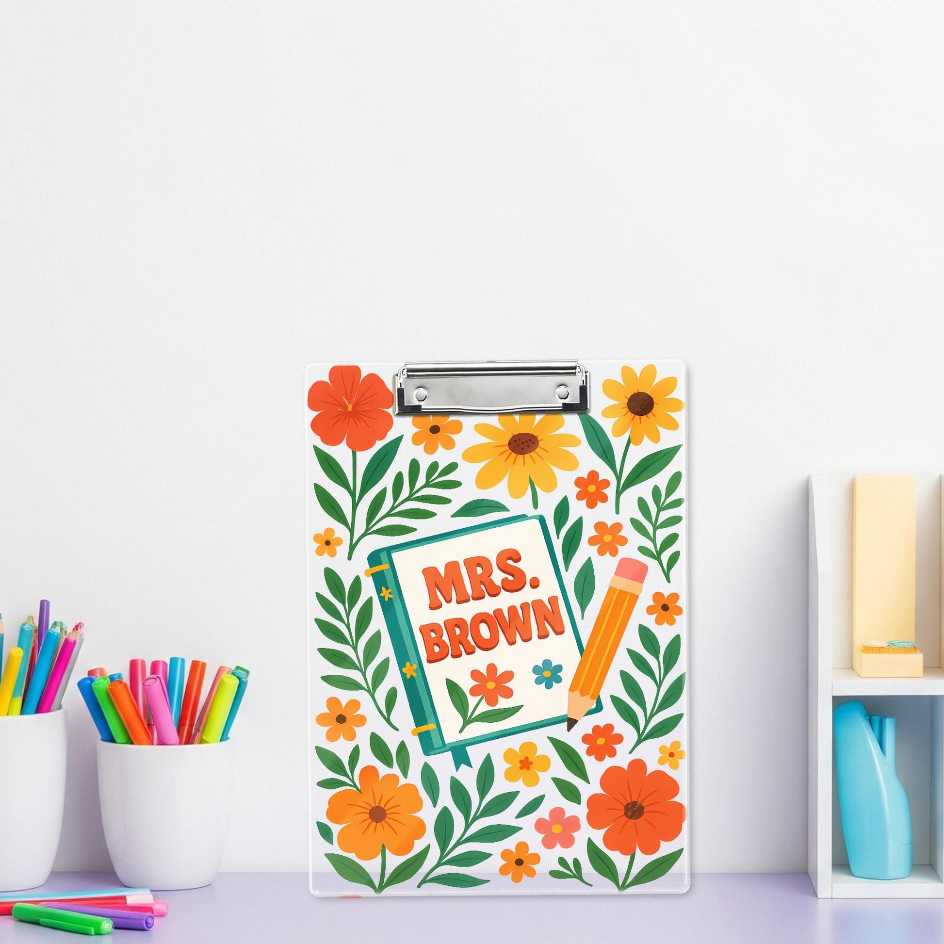 Personalized Teacher Gifts, Custom Teacher Clipboard with Name, Teacher Appreciation Gift, Thank You Teacher Gift, Floral Teacher Clipboard