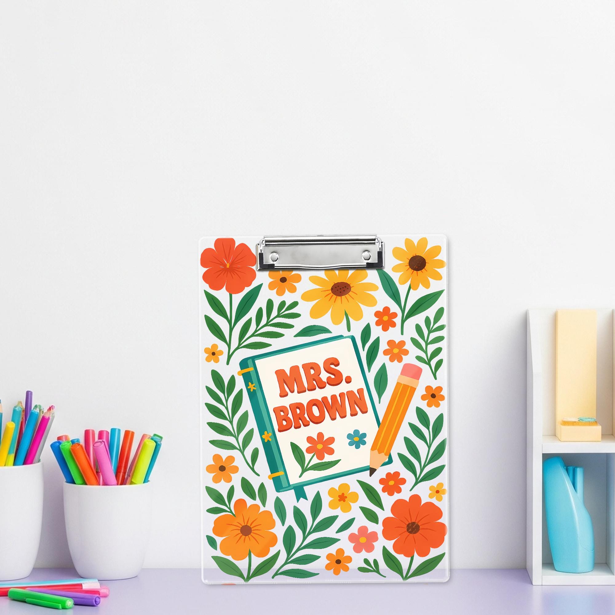 Personalized Teacher Gifts, Custom Teacher Clipboard with Name, Teacher Appreciation Gift, Thank You Teacher Gift, Floral Teacher Clipboard