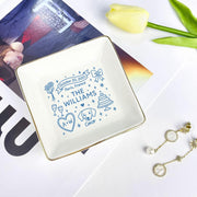 Custom Wedding Jewelry Tray, Personalized Ring Dish with Pet Name, Couple Keepsake decor, Date & Location Gift, wedding gift