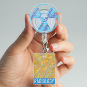 Radiology Badge Reel, Holographic Skull X-ray ID Holder, Spooky Rad Tech Gift for Nurse, Gothic Medical Staff Name Badge Holder