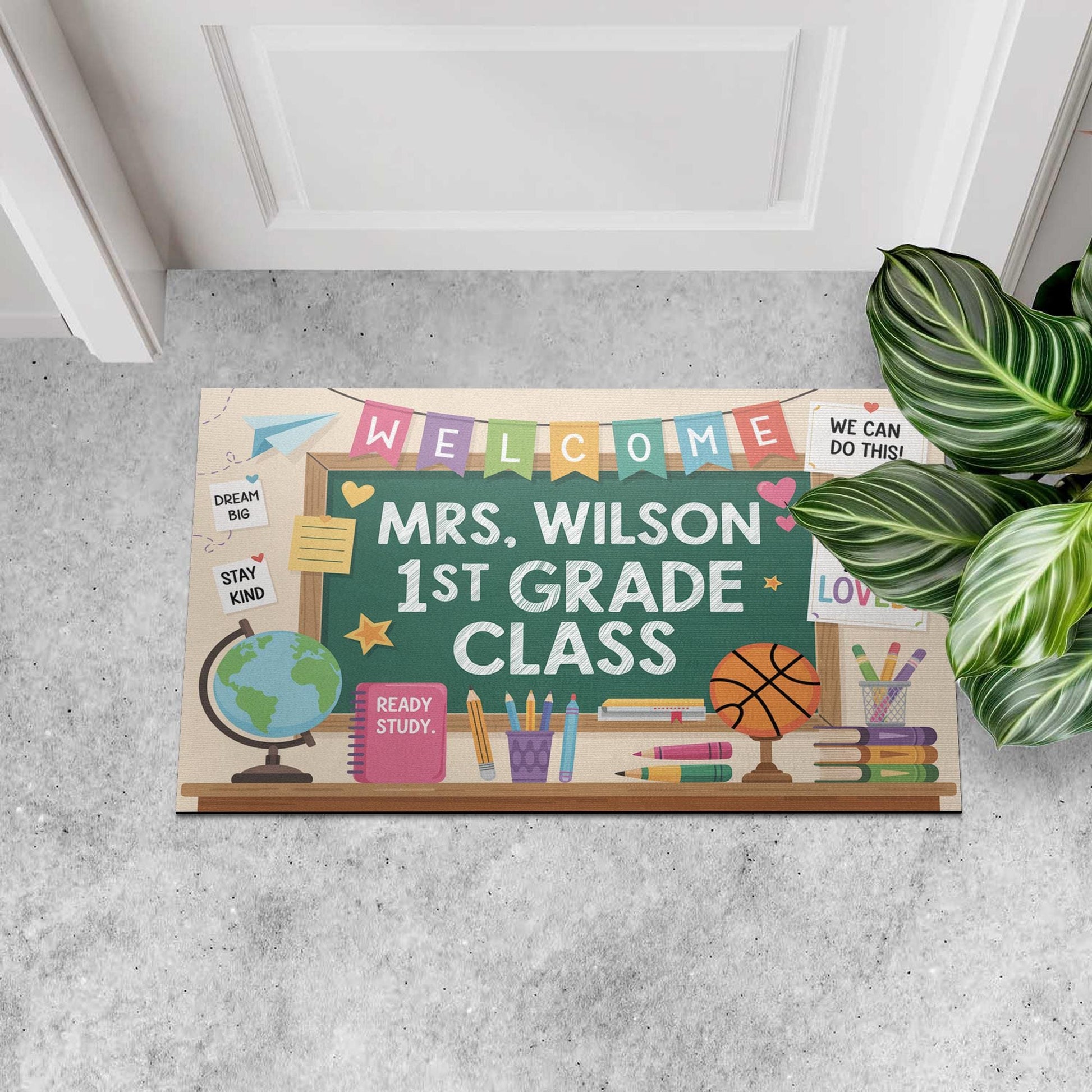 Personalized Teacher Classroom Doormat - Welcome Mat for 1st Grade - Back to School Decor - Custom Name Rug, Classroom Decor, Teacher Rug