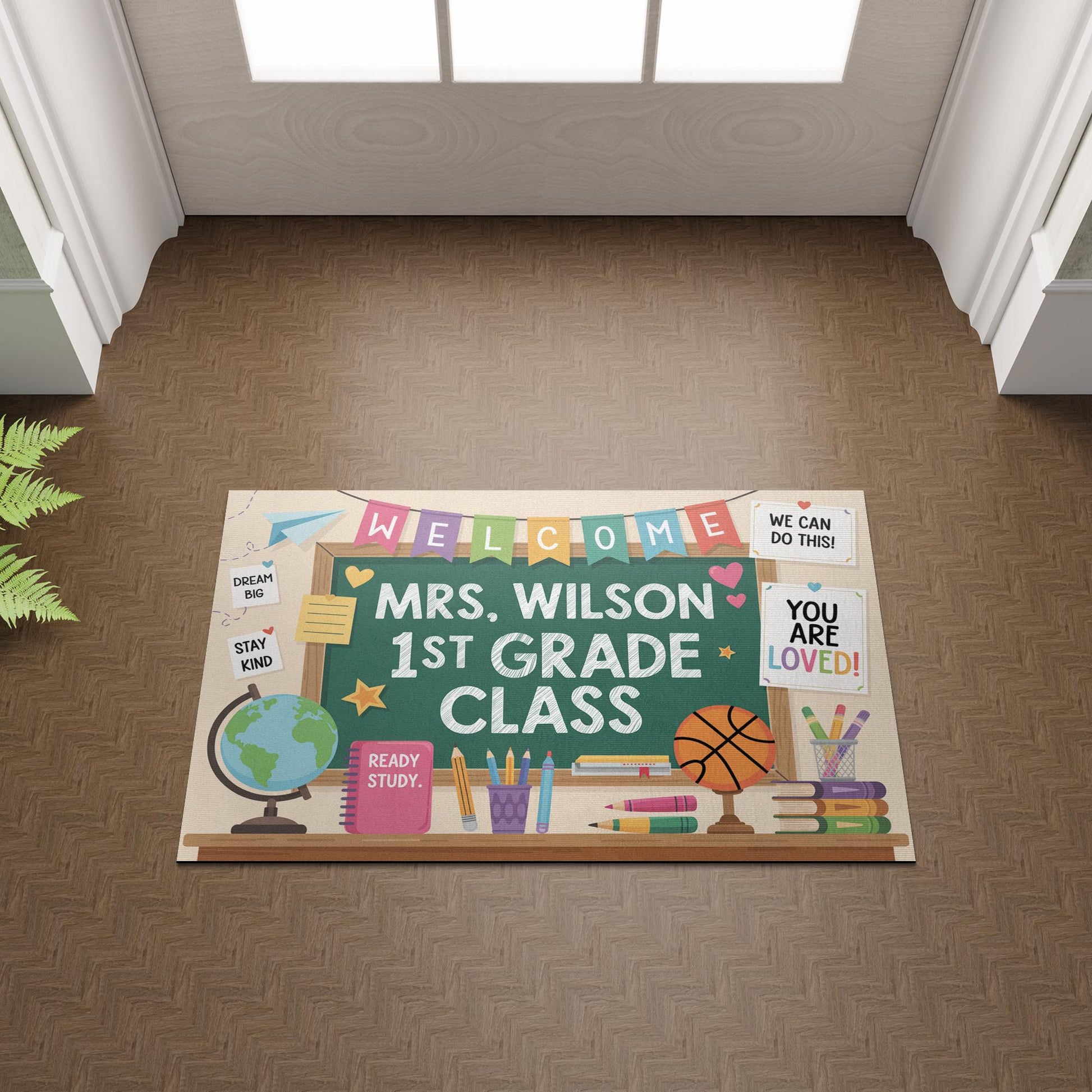 Personalized Teacher Classroom Doormat - Welcome Mat for 1st Grade - Back to School Decor - Custom Name Rug, Classroom Decor, Teacher Rug