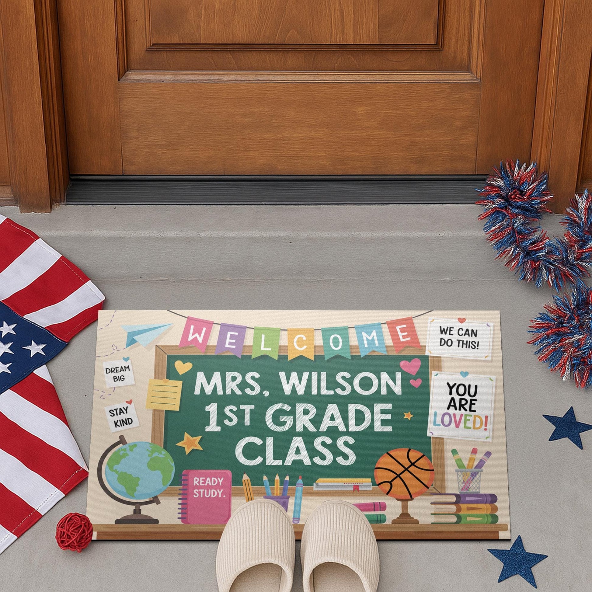 Personalized Teacher Classroom Doormat - Welcome Mat for 1st Grade - Back to School Decor - Custom Name Rug, Classroom Decor, Teacher Rug