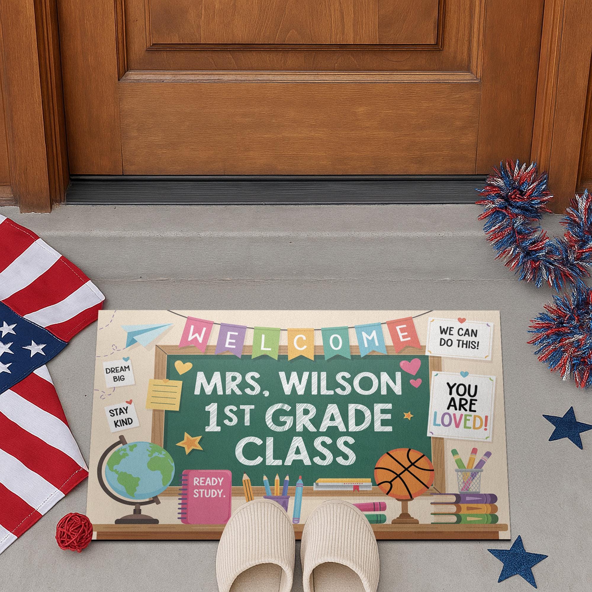 Personalized Teacher Classroom Doormat - Welcome Mat for 1st Grade - Back to School Decor - Custom Name Rug, Classroom Decor, Teacher Rug